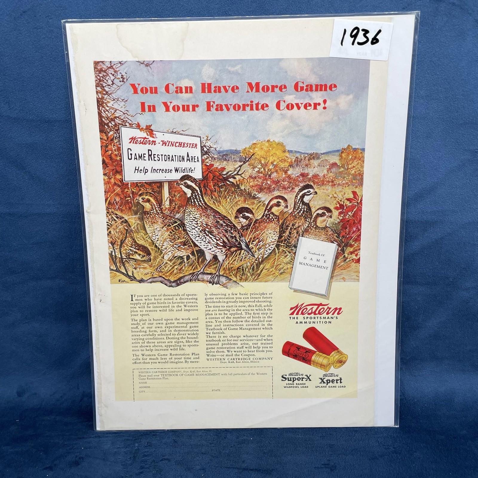 1936 Western Ammunition Vintage AD