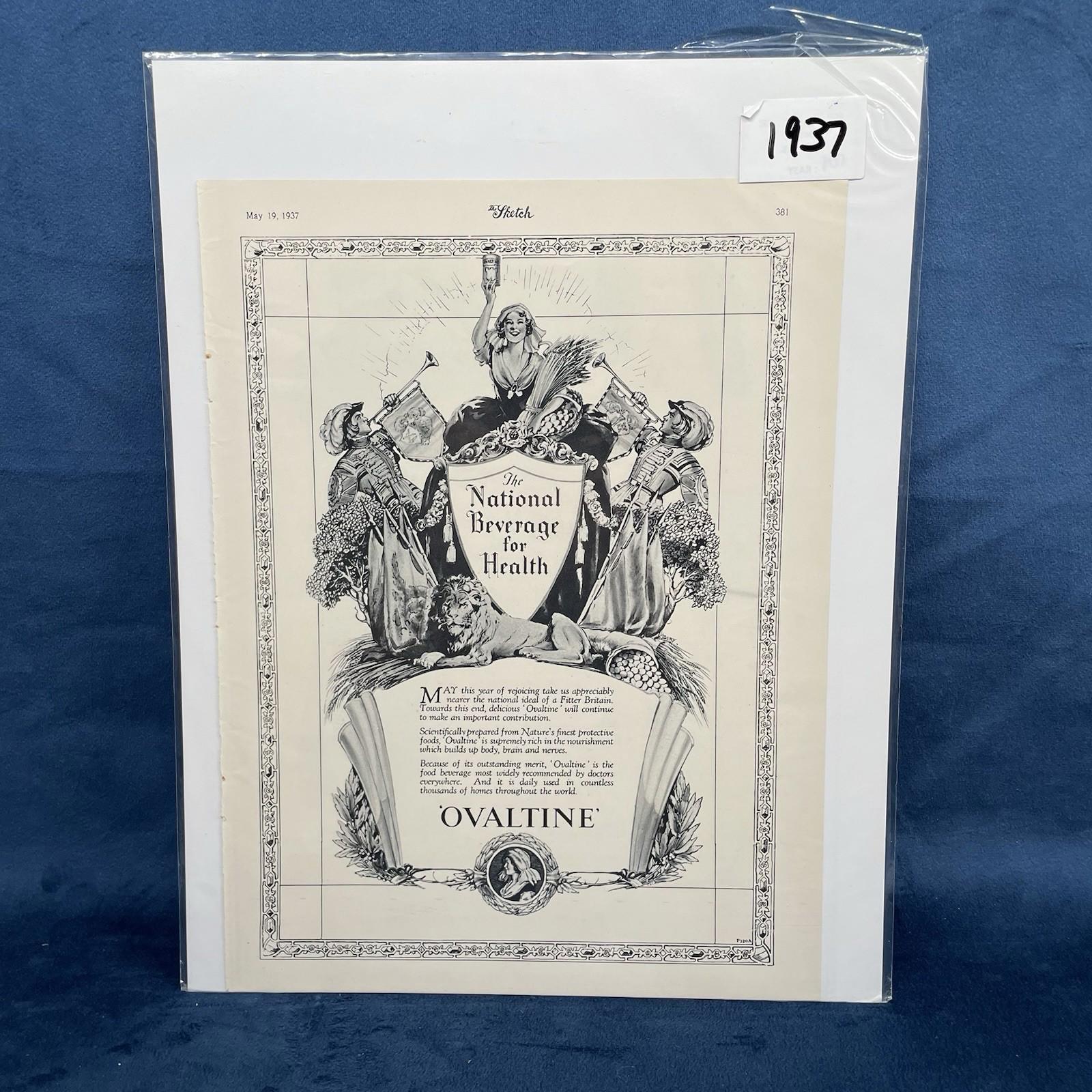 1937 Ovaltine The National Beverage Fro Health Vintage AD