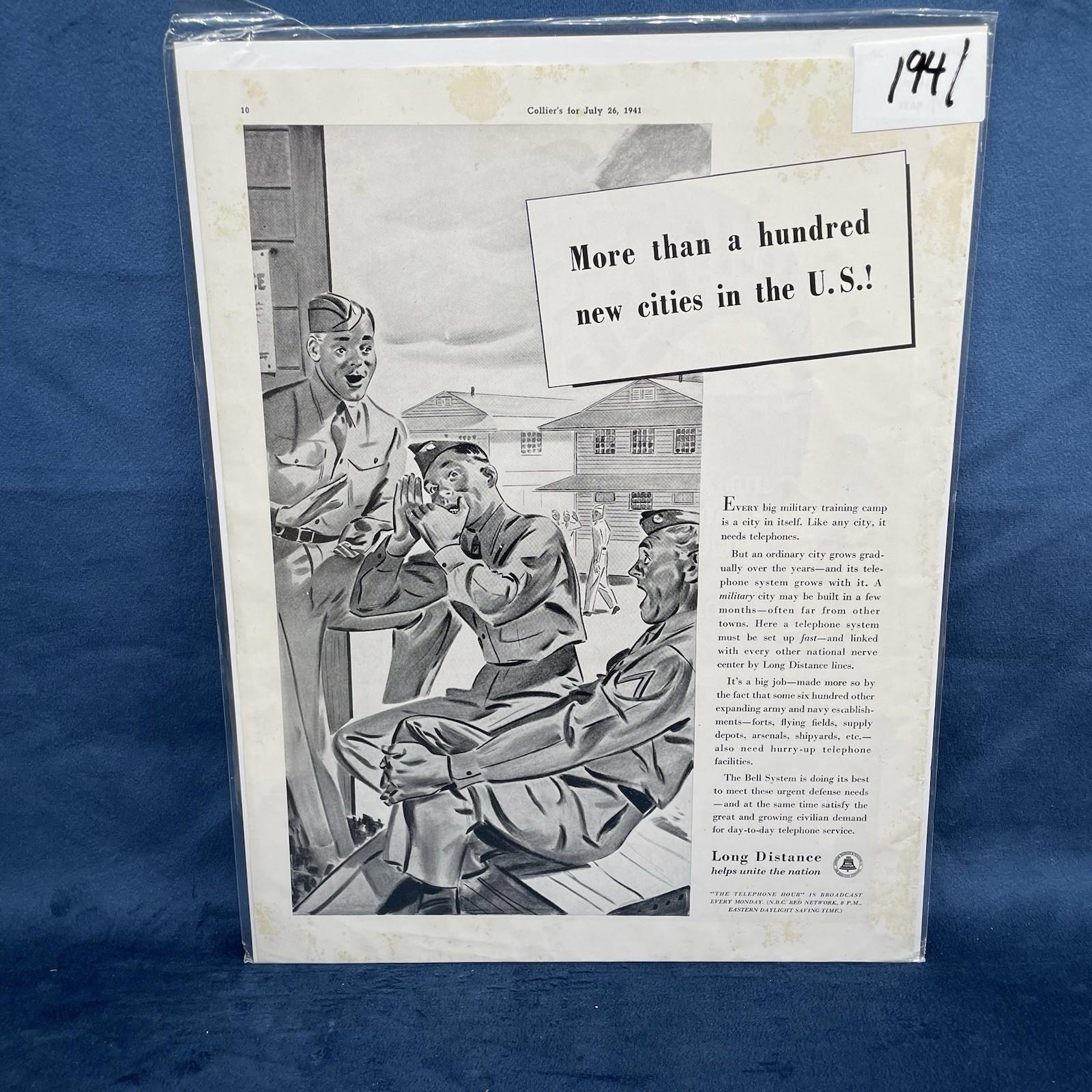 1941 Bell Telephone More Than a Hundred New Cities in US Vintage AD