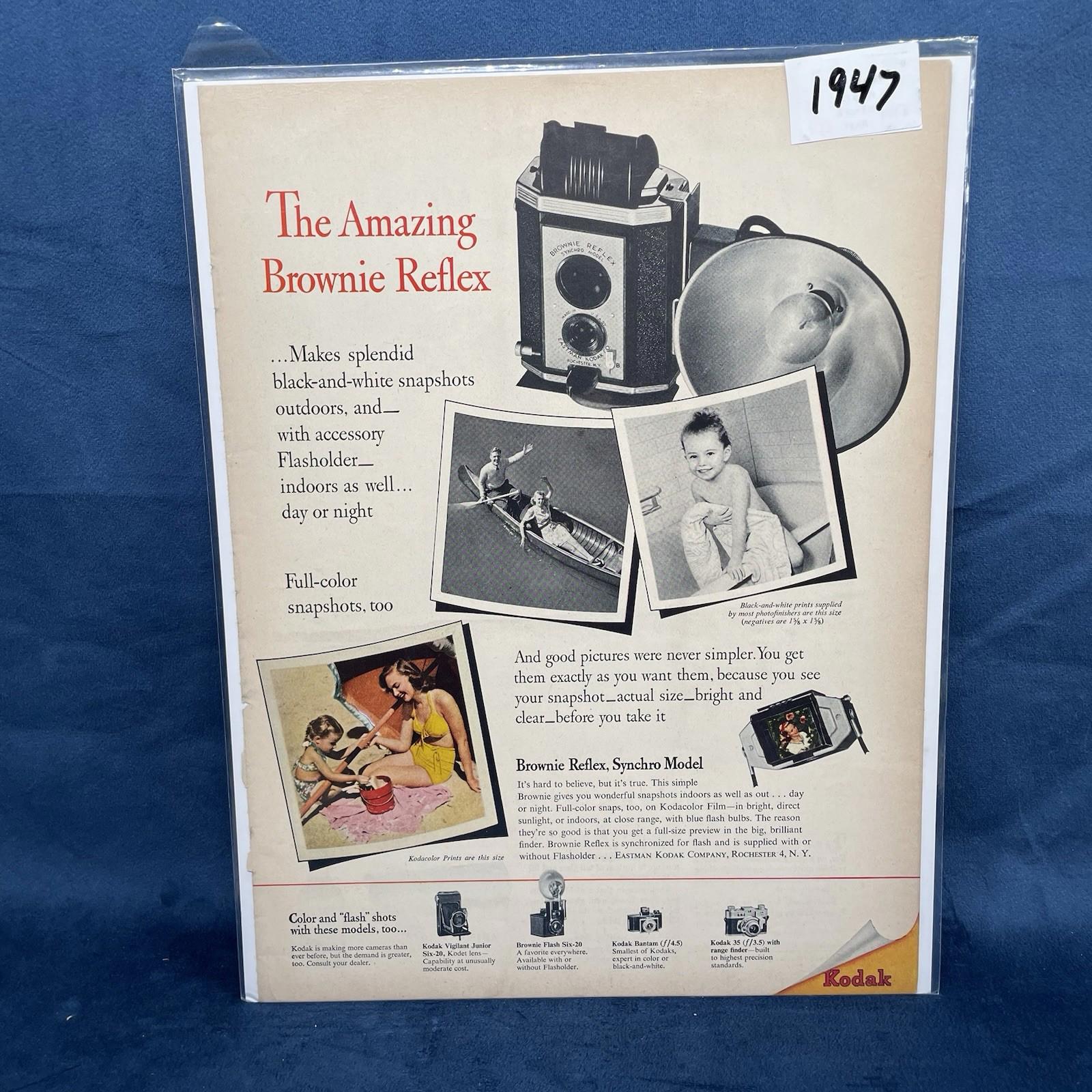 1947 Kodak The Amazing Brownie reflex Vintage AD