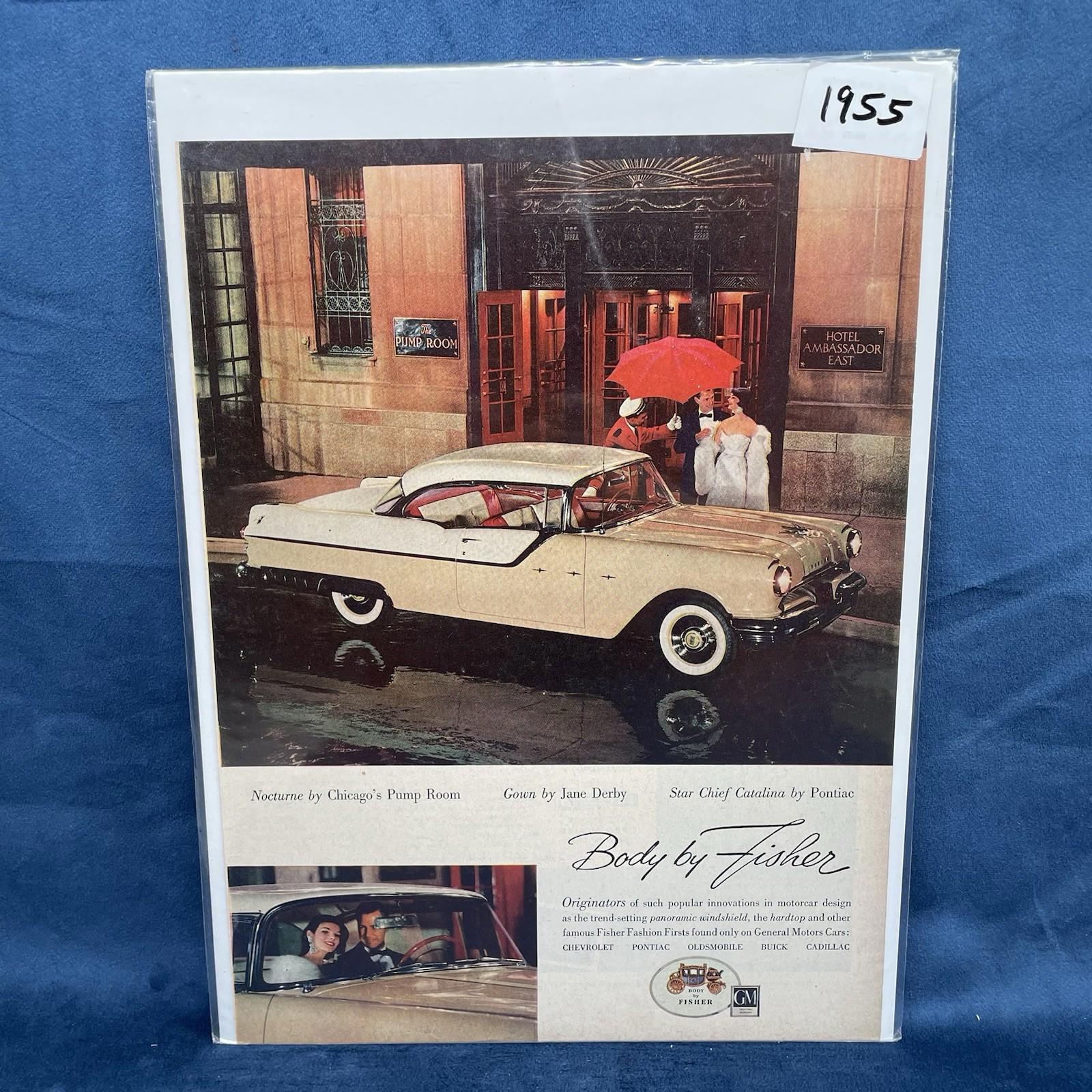 1955 Body By Fisher Pontiac Catalina Magazine Print Classic American Vintage AD