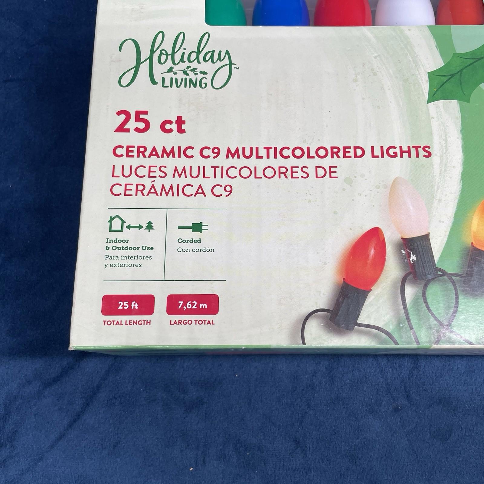25 Holiday Living Multi - Color C - 9 Ceramic Style Incandescent String Lights