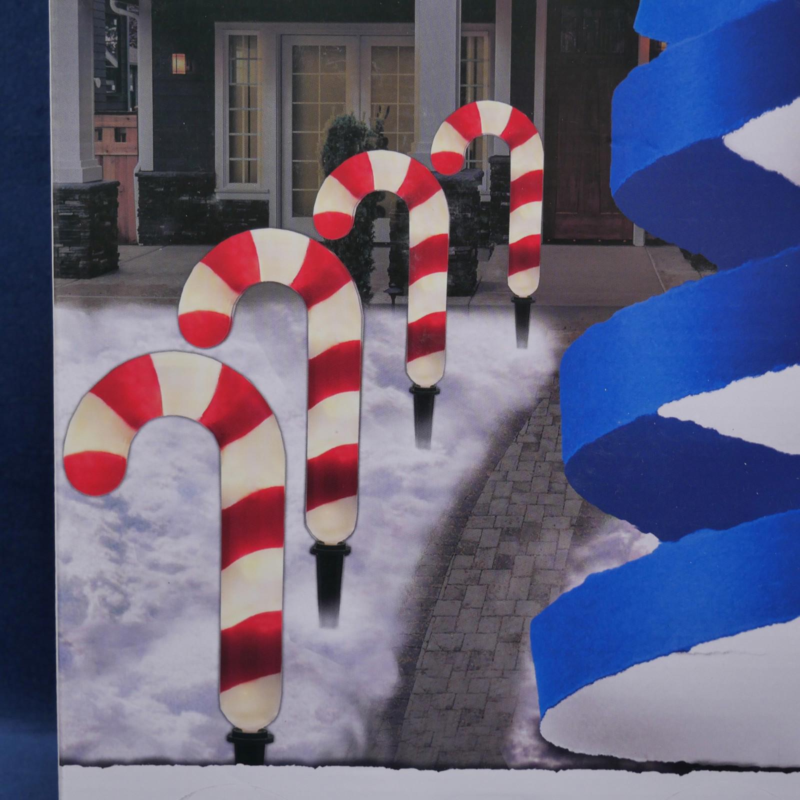 4 Candy Cane Pathway LED Lights GE StayBright Warm White - 72235LO - NEW
