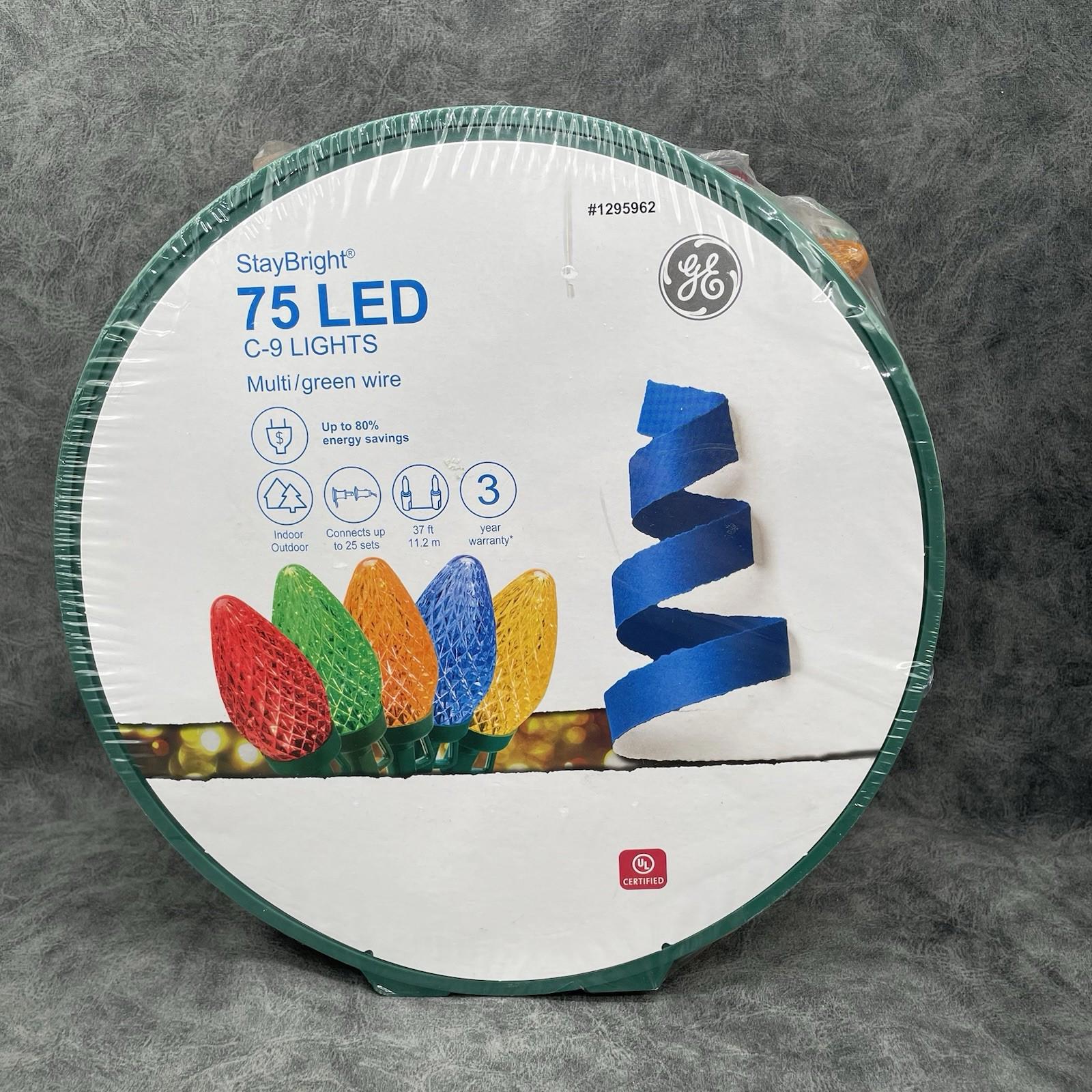 GE 75 - Count LED C9 Multicolor LED Staybright Christmas String Lights Energy Star 91145LO - NEW