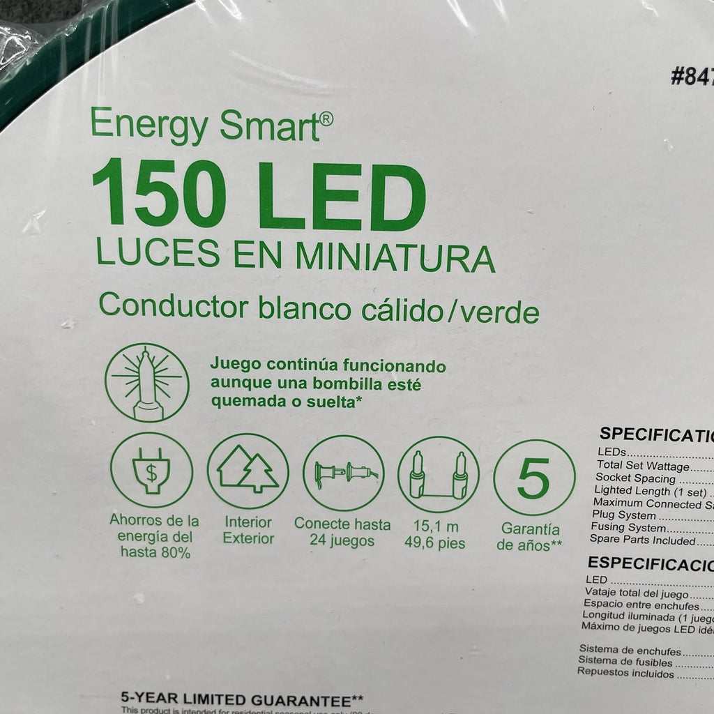 GE Energy Smart 150 - Count 49.6 - ft White LED Plug - In Christmas String Lights 97486LO - NEW