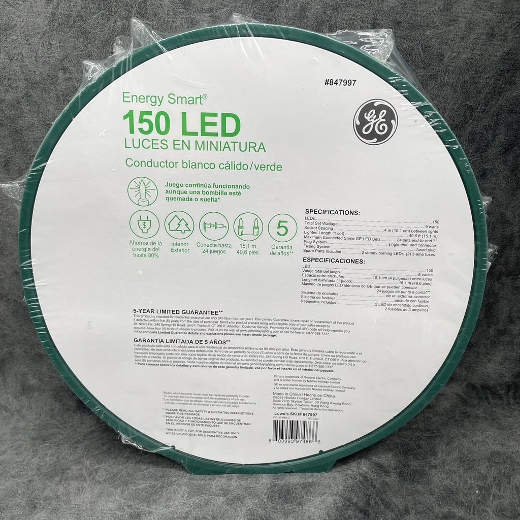 GE Energy Smart 150 - Count 49.6 - ft White LED Plug - In Christmas String Lights 97486LO - NEW