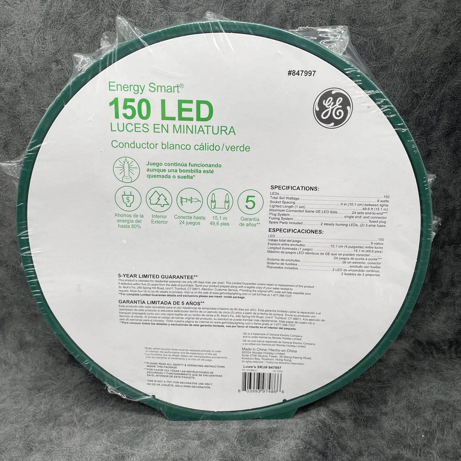 GE Energy Smart 150 - Count 49.6 - ft White LED Plug - In Christmas String Lights 97486LO - NEW