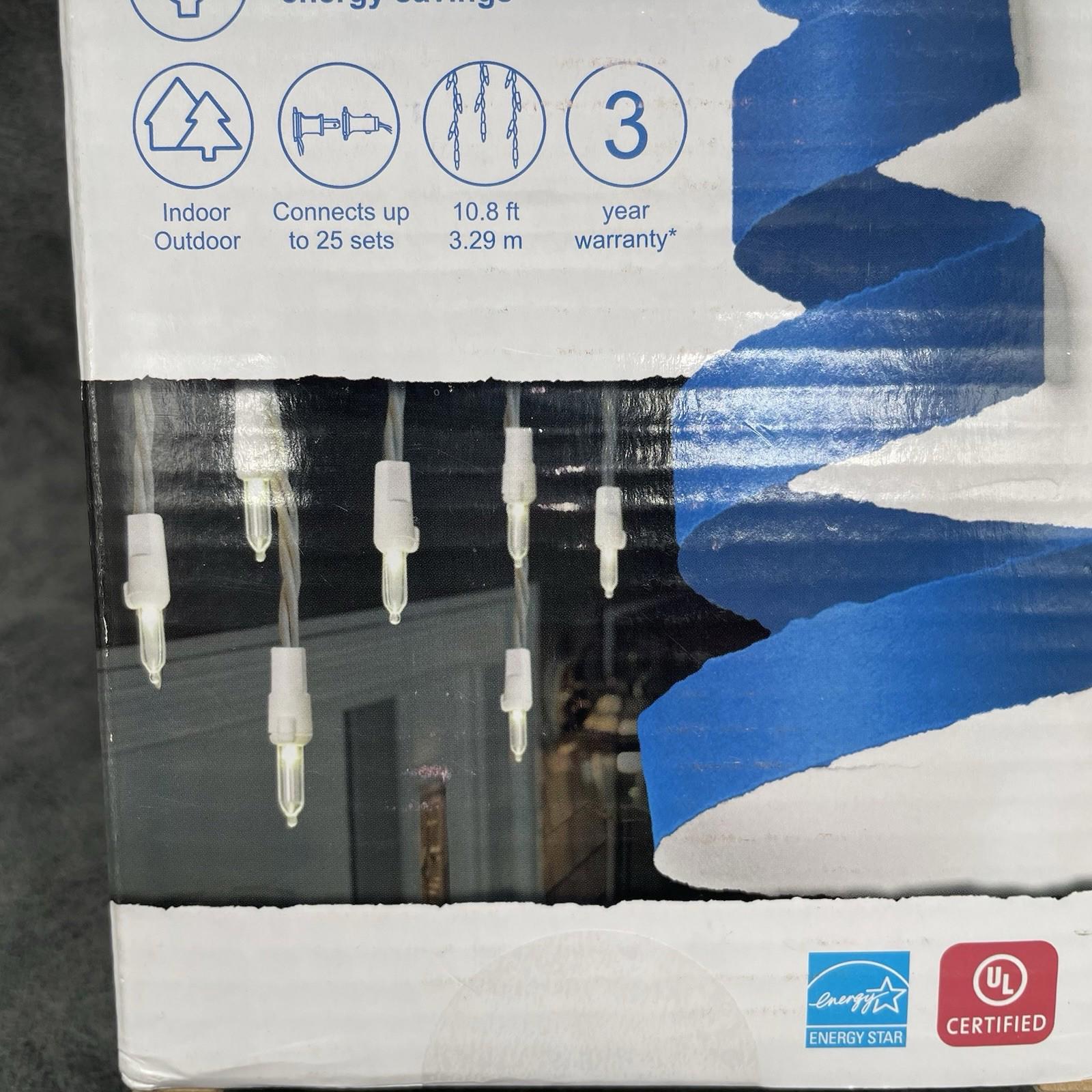 GE StayBright 100 - Count Constant White Mini LED Plug - In Christmas Icicle Lights - 90866LO - NEW