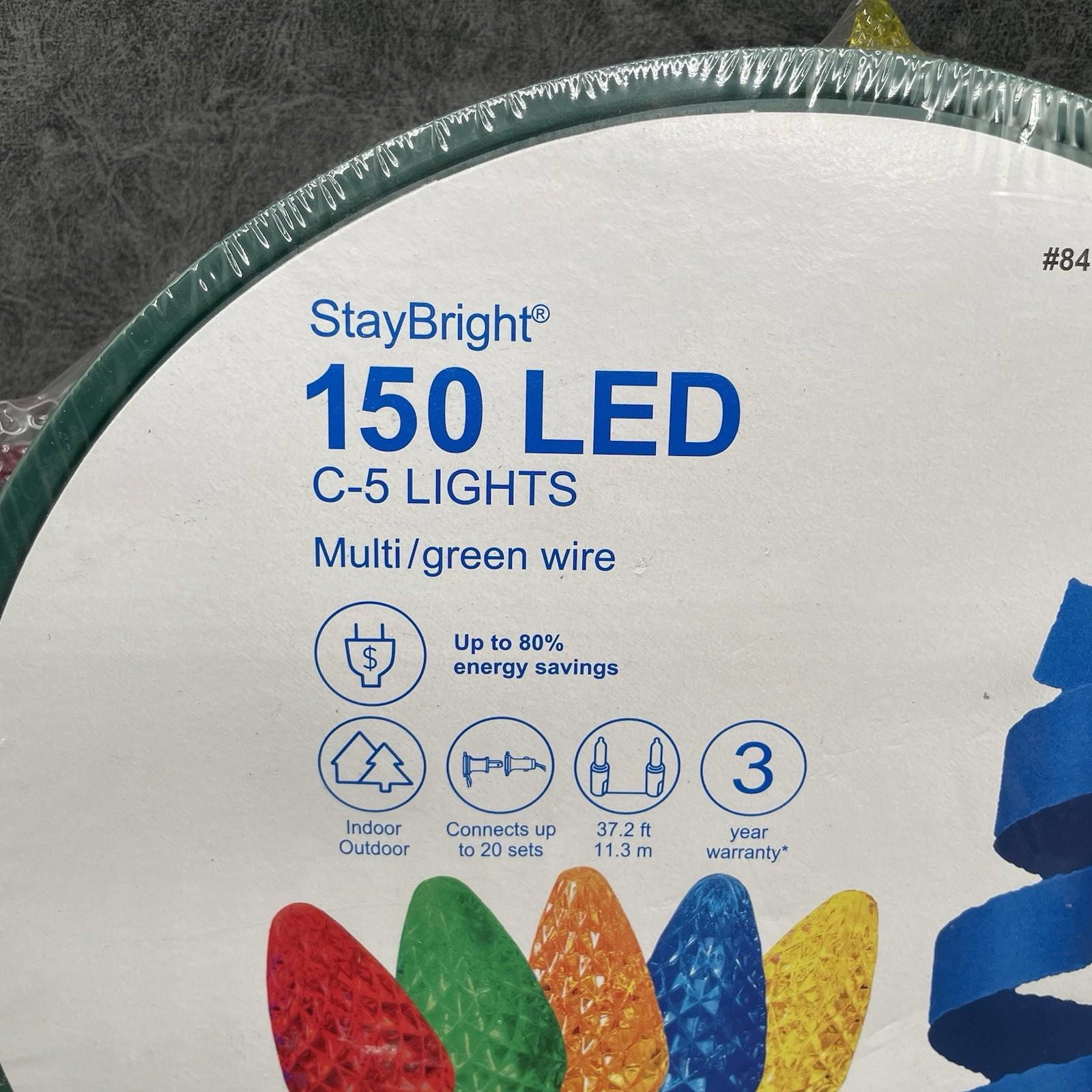 GE StayBright 150 LED C - 5 Lights Green Wire 37.2 FT - NEW