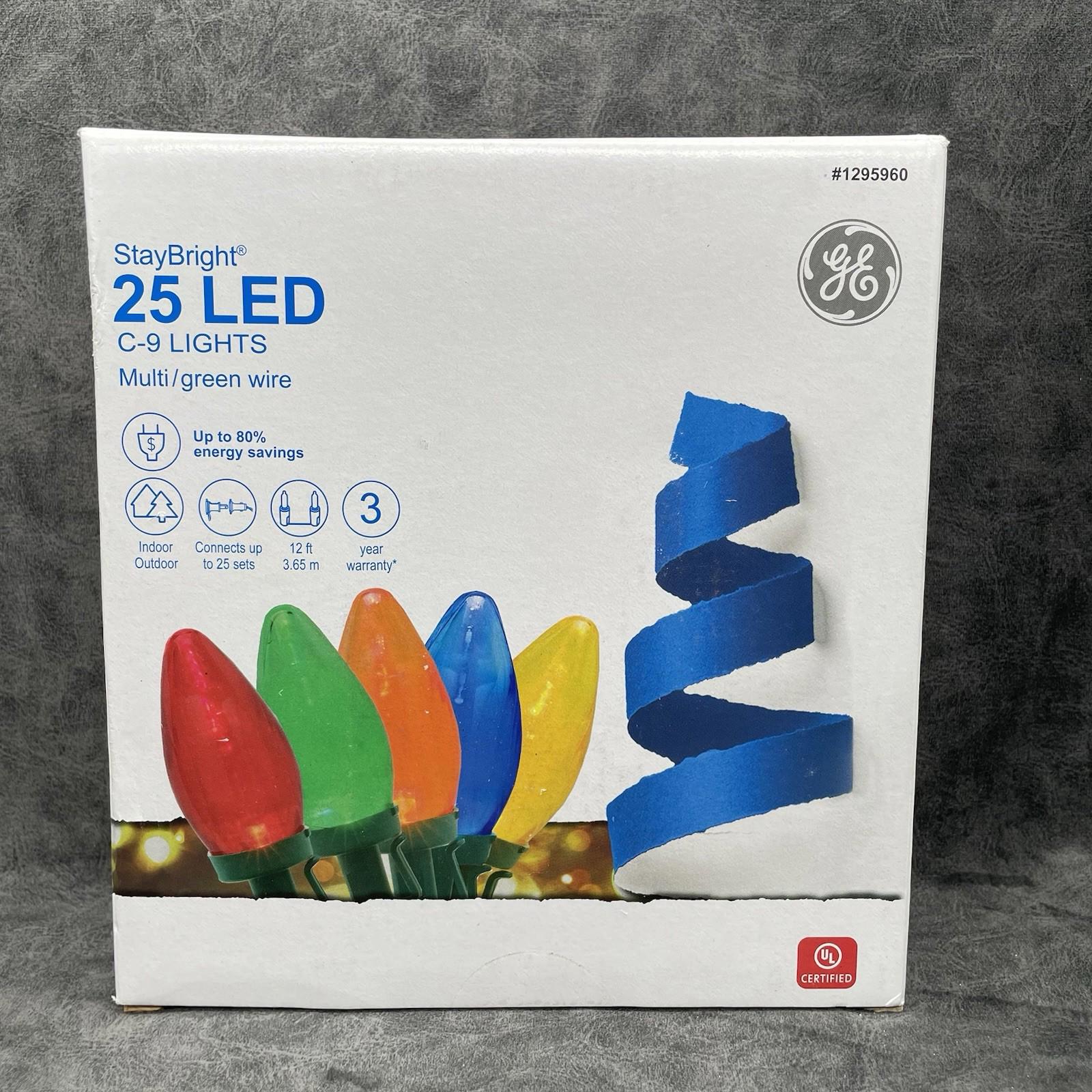GE StayBright 25 - Count 12.0 - ft Multicolor LED Plug - In Christmas String Lights 90975LO - NEW