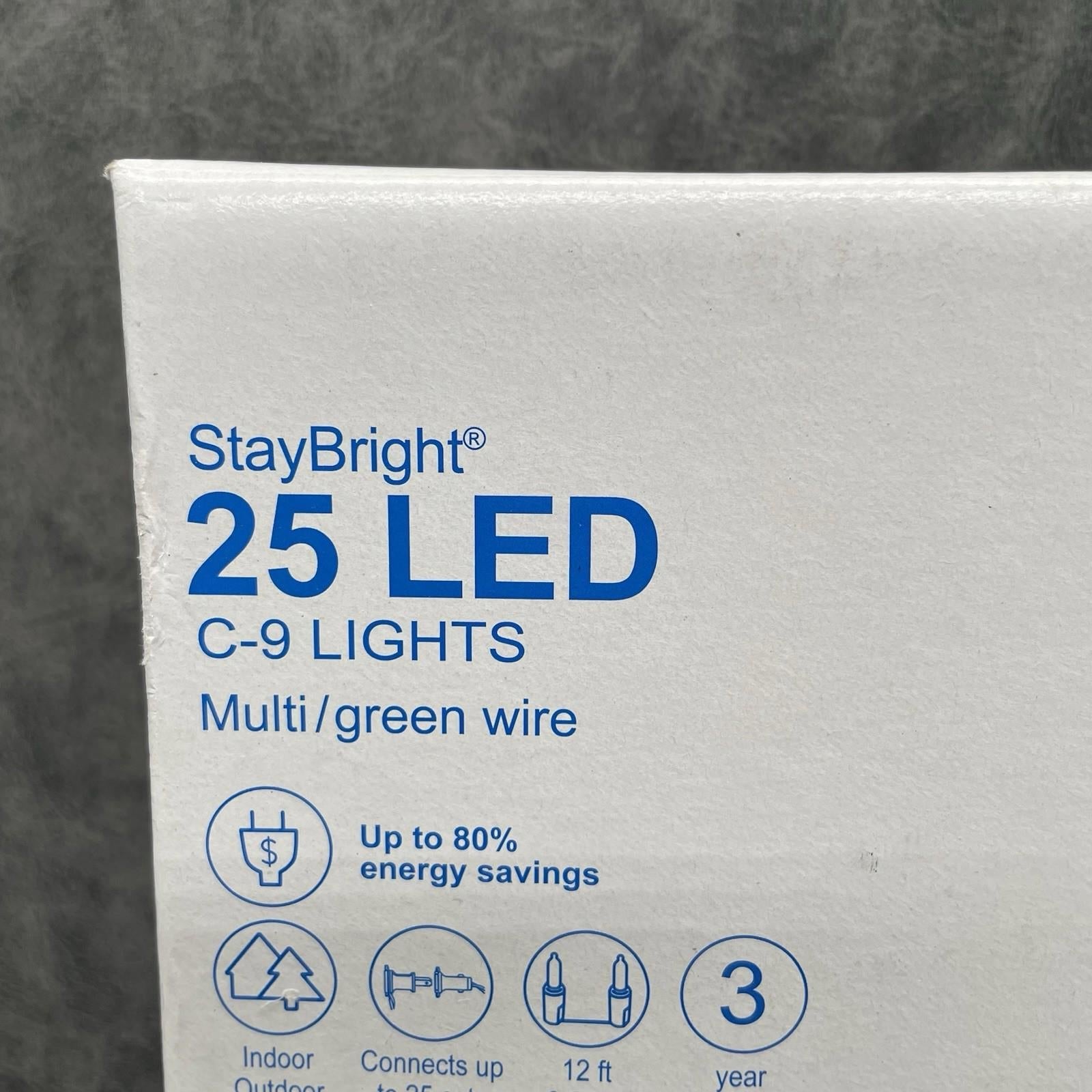 GE StayBright 25 - Count 12.0 - ft Multicolor LED Plug - In Christmas String Lights 90975LO - NEW