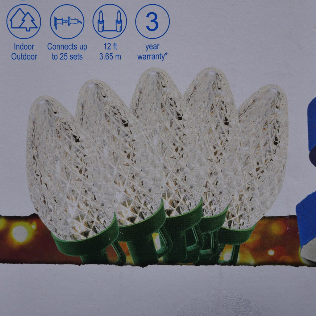 GE StayBright 25 - Count 12.0 - ft White LED Faceted Plug - In Christmas String Lights - 90906LO - NEW