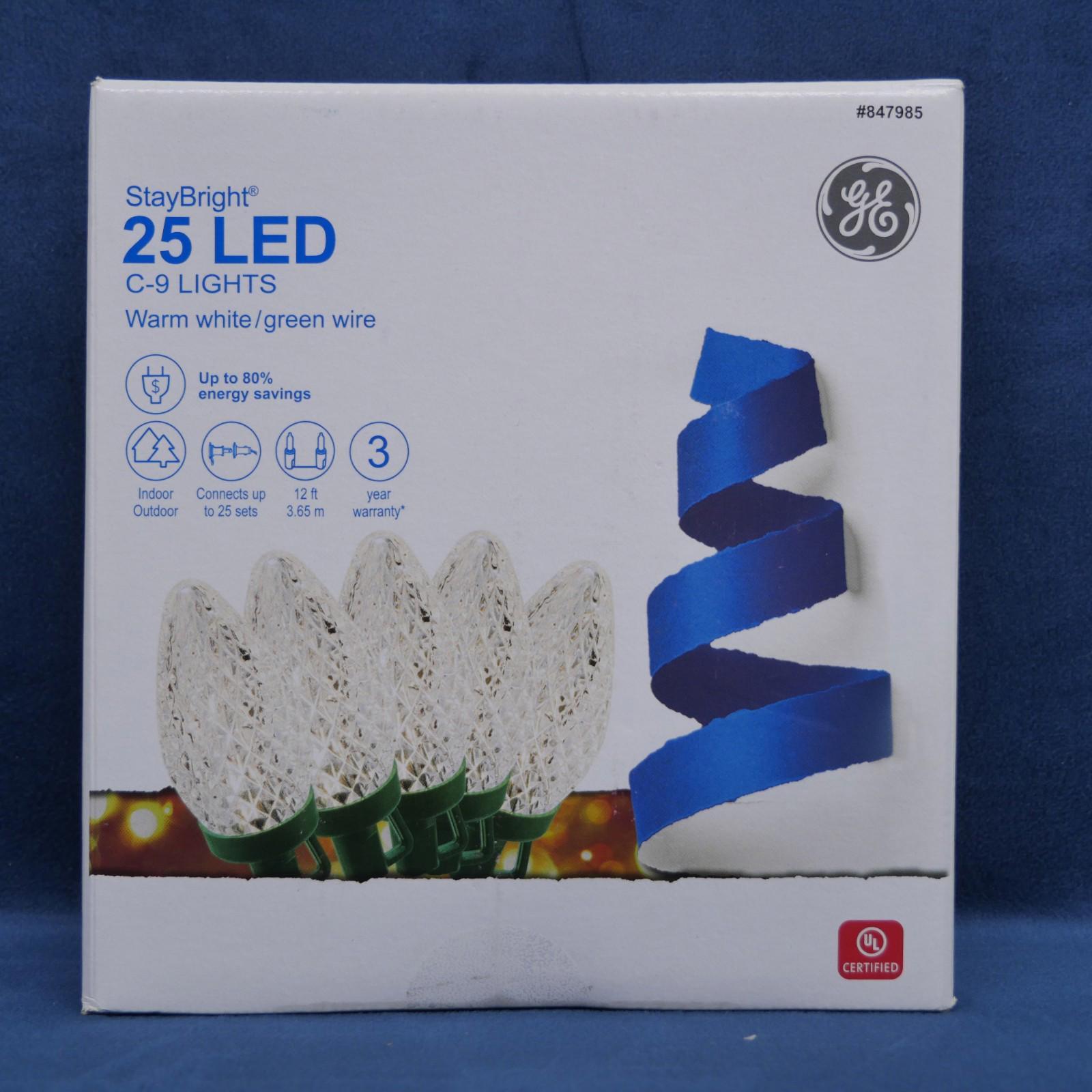 GE StayBright 25 - Count 12.0 - ft White LED Faceted Plug - In Christmas String Lights - 90906LO - NEW