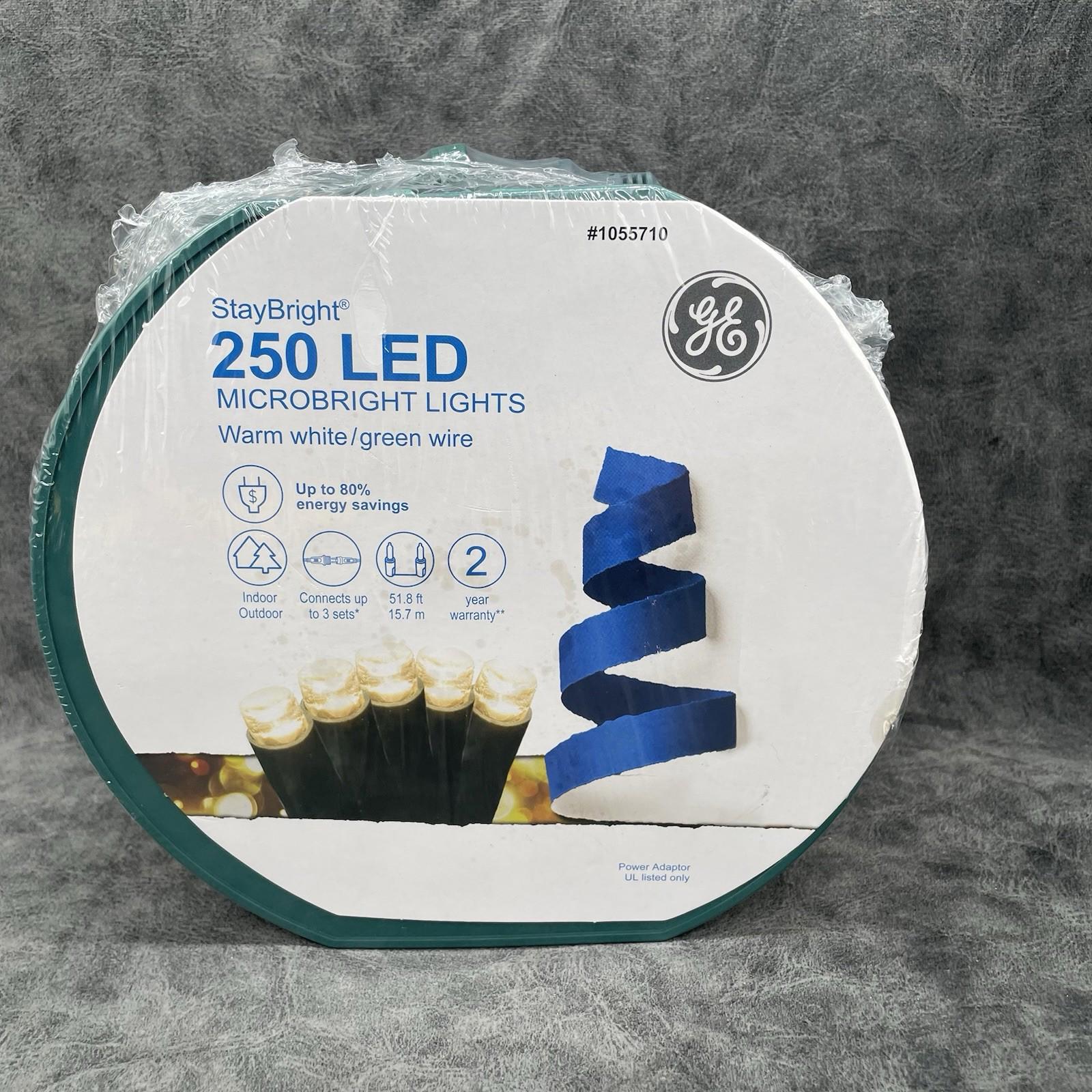 GE StayBright 250 - Count 51.8 - ft White LED Plug - In Christmas String Lights - 93196LO - NEW