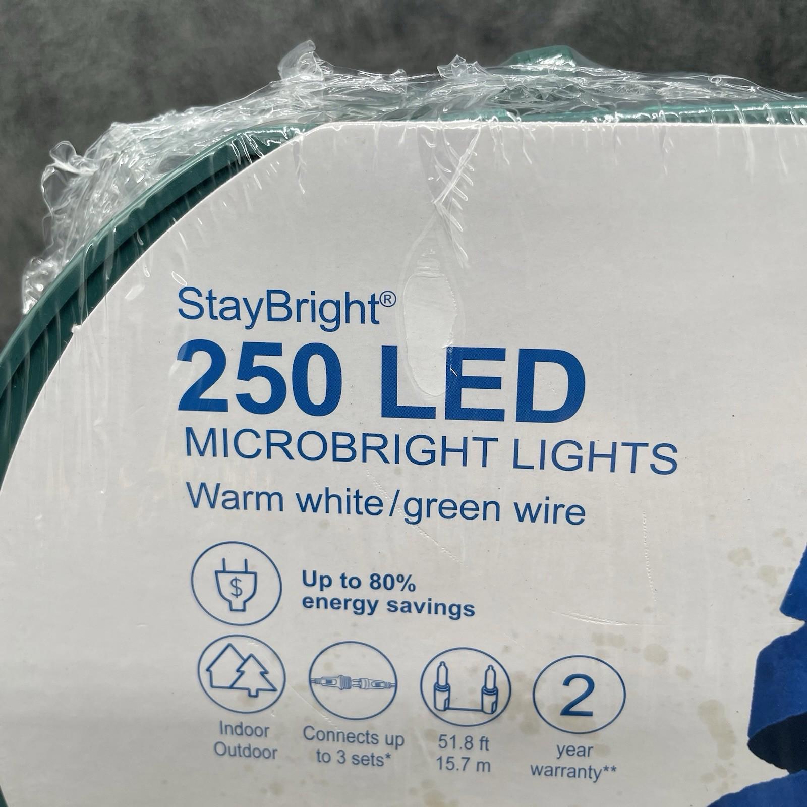 GE StayBright 250 - Count 51.8 - ft White LED Plug - In Christmas String Lights - 93196LO - NEW