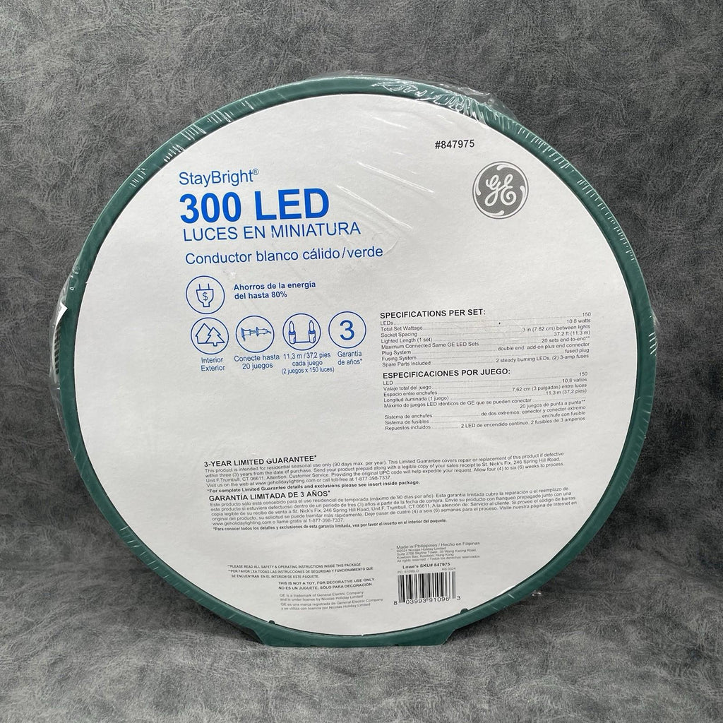 GE StayBright 300 - Count Multicolor Mini LED Christmas String Lights 91096LO - NEW