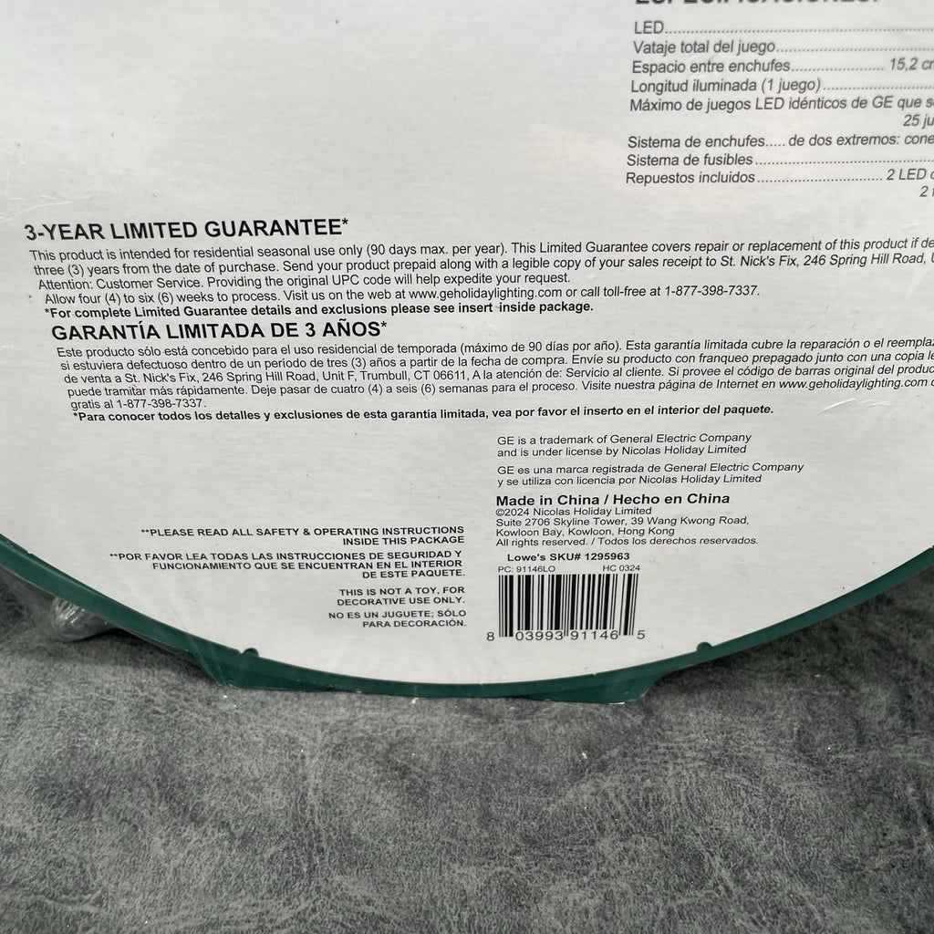 GE Staybright 75 - Count Led C9 Clear Led Christmas String Lights Energy Star Warm White - 91146LO - NEW