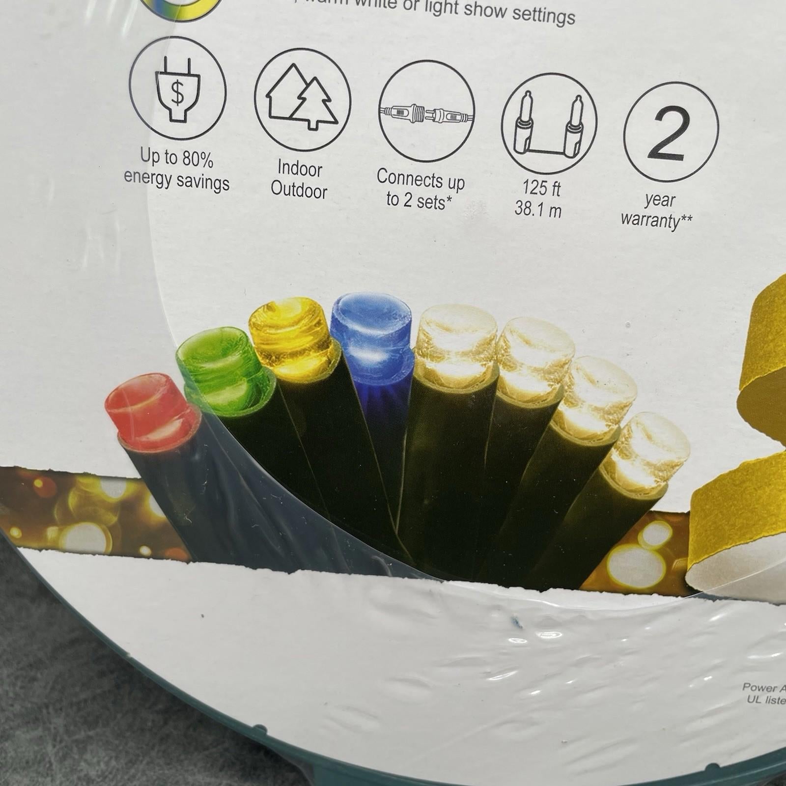 GE StayBright® Color Choice Multifunction LED MicroBright Lights, 600ct, Multi/Warm White - 93961LO - NEW