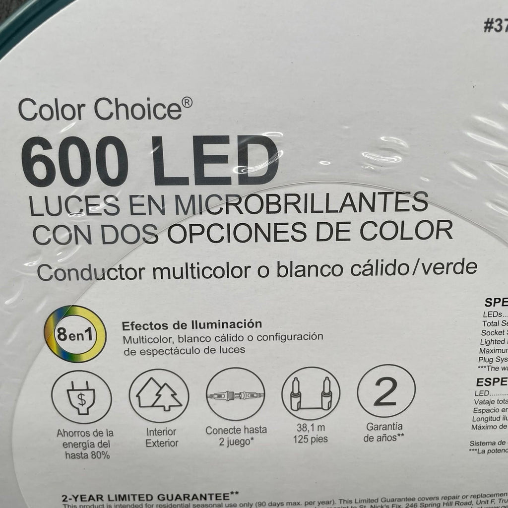 GE StayBright® Color Choice Multifunction LED MicroBright Lights, 600ct, Multi/Warm White - 93961LO - NEW