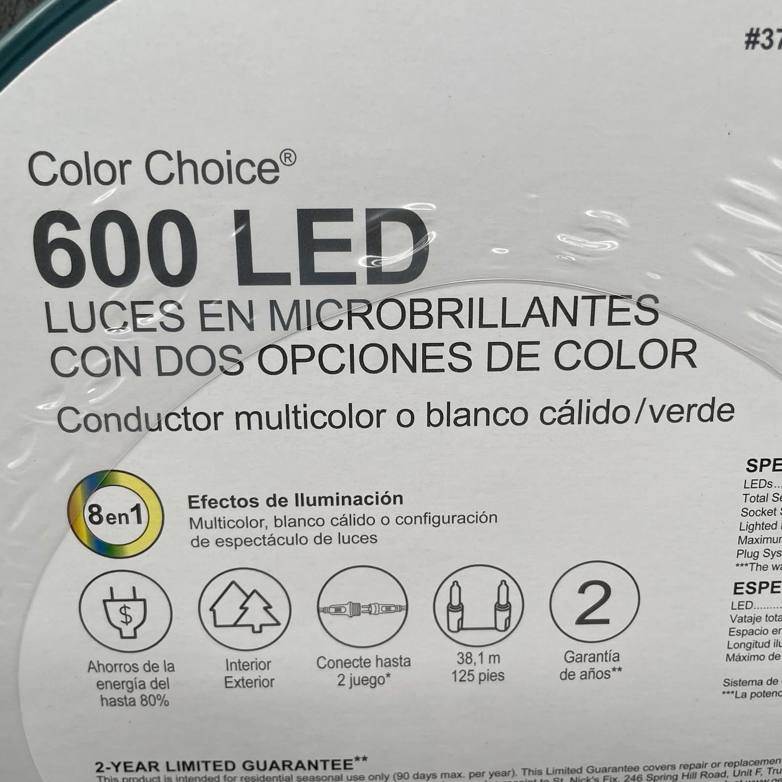 GE StayBright® Color Choice Multifunction LED MicroBright Lights, 600ct, Multi/Warm White - 93961LO - NEW
