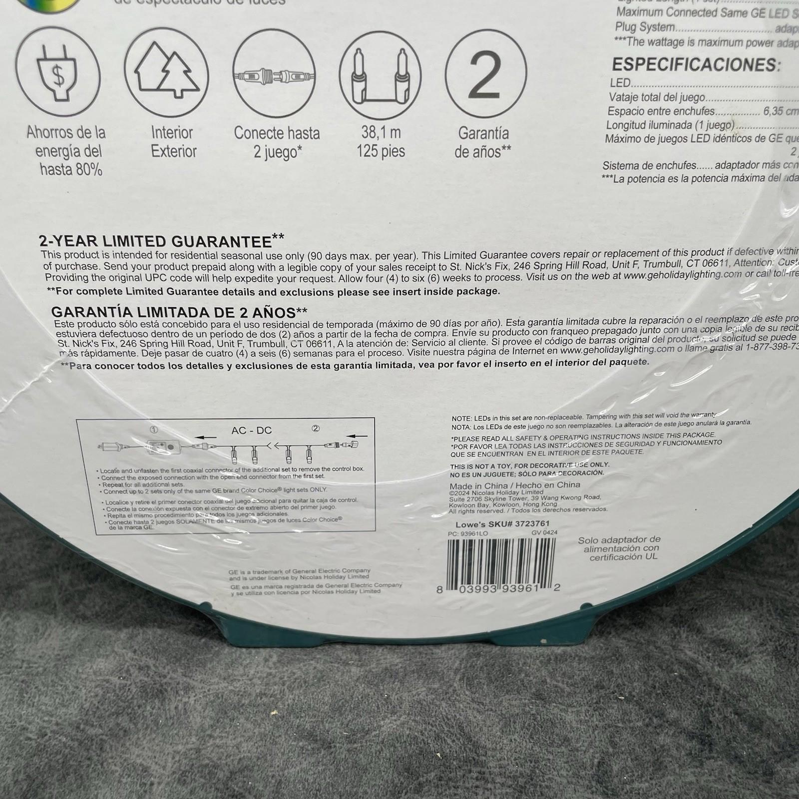 GE StayBright® Color Choice Multifunction LED MicroBright Lights, 600ct, Multi/Warm White - 93961LO - NEW