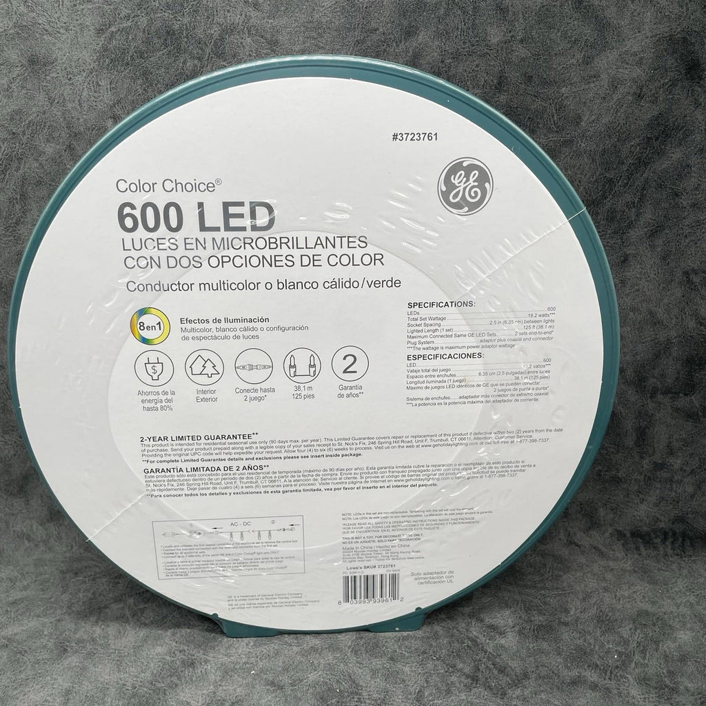 GE StayBright® Color Choice Multifunction LED MicroBright Lights, 600ct, Multi/Warm White - 93961LO - NEW