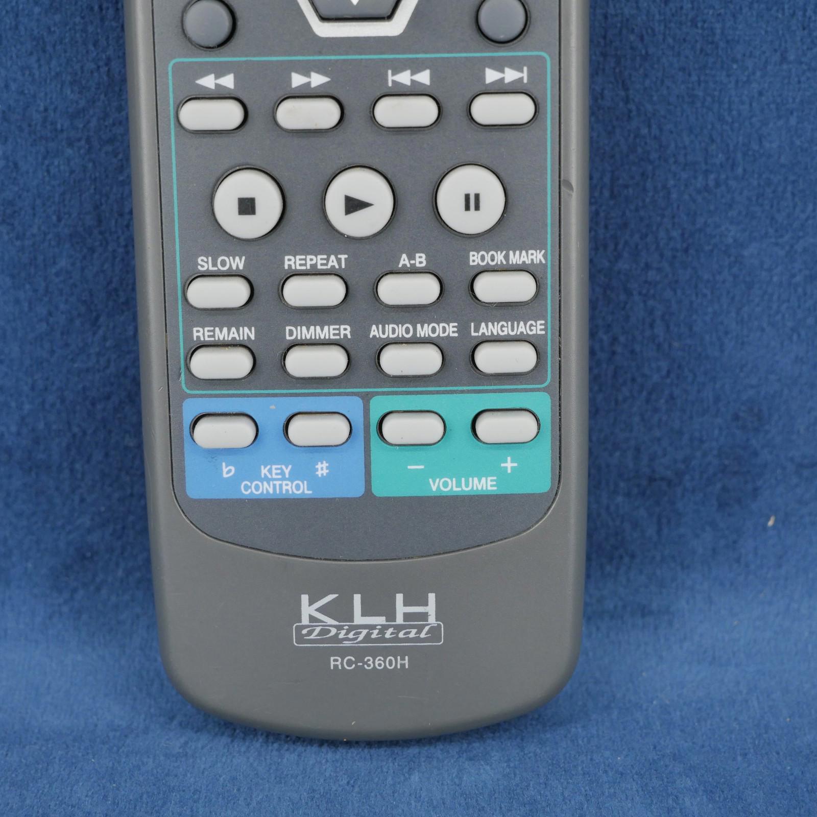 KLH Digital RC360H DVD Player Remote Control DVD - 8350 RC360H DVD8350 Tested