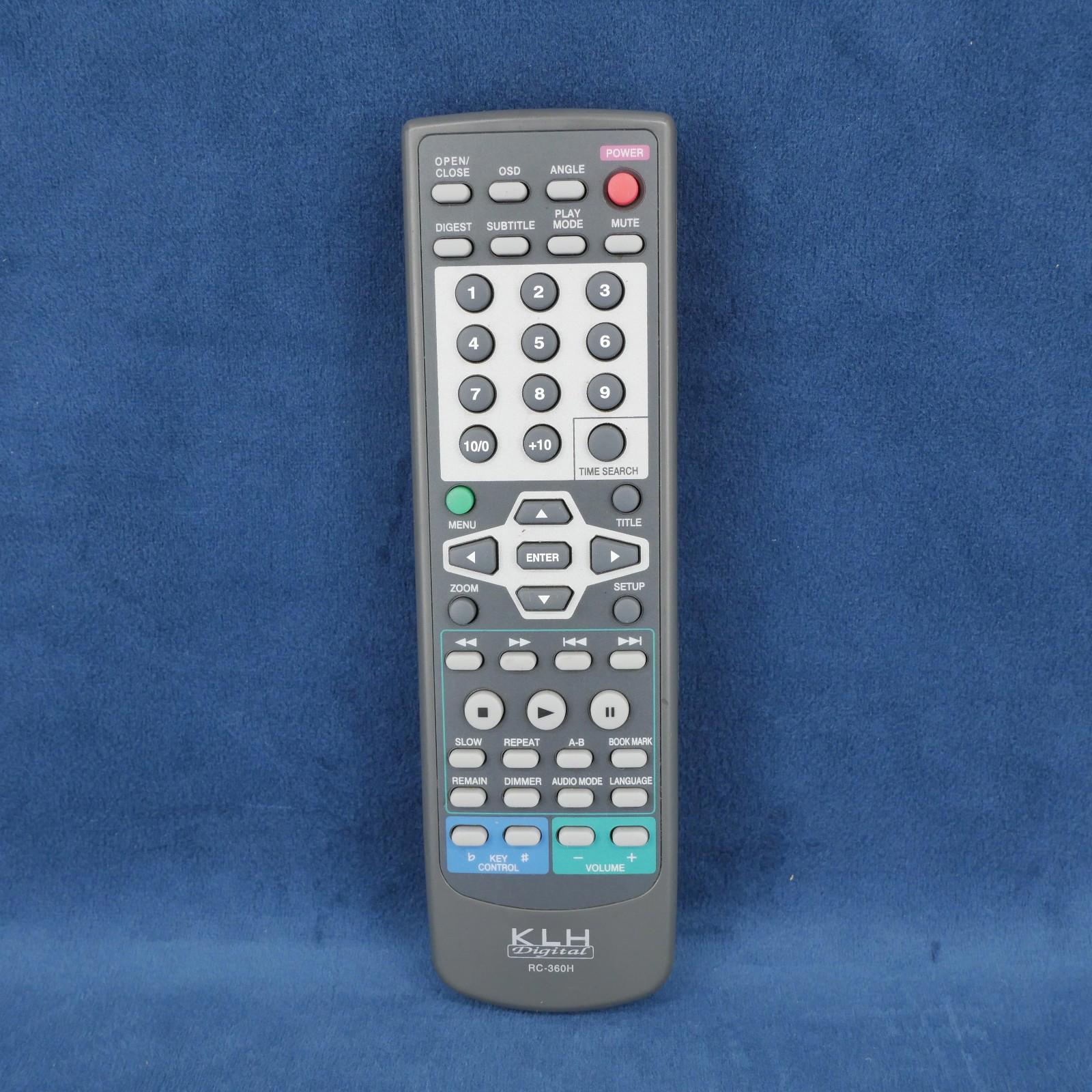 KLH Digital RC360H DVD Player Remote Control DVD - 8350 RC360H DVD8350 Tested