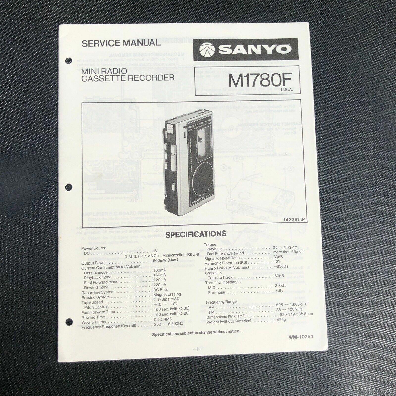 M1780F Sanyo Service Manual Original Repair Book mini tape recorder