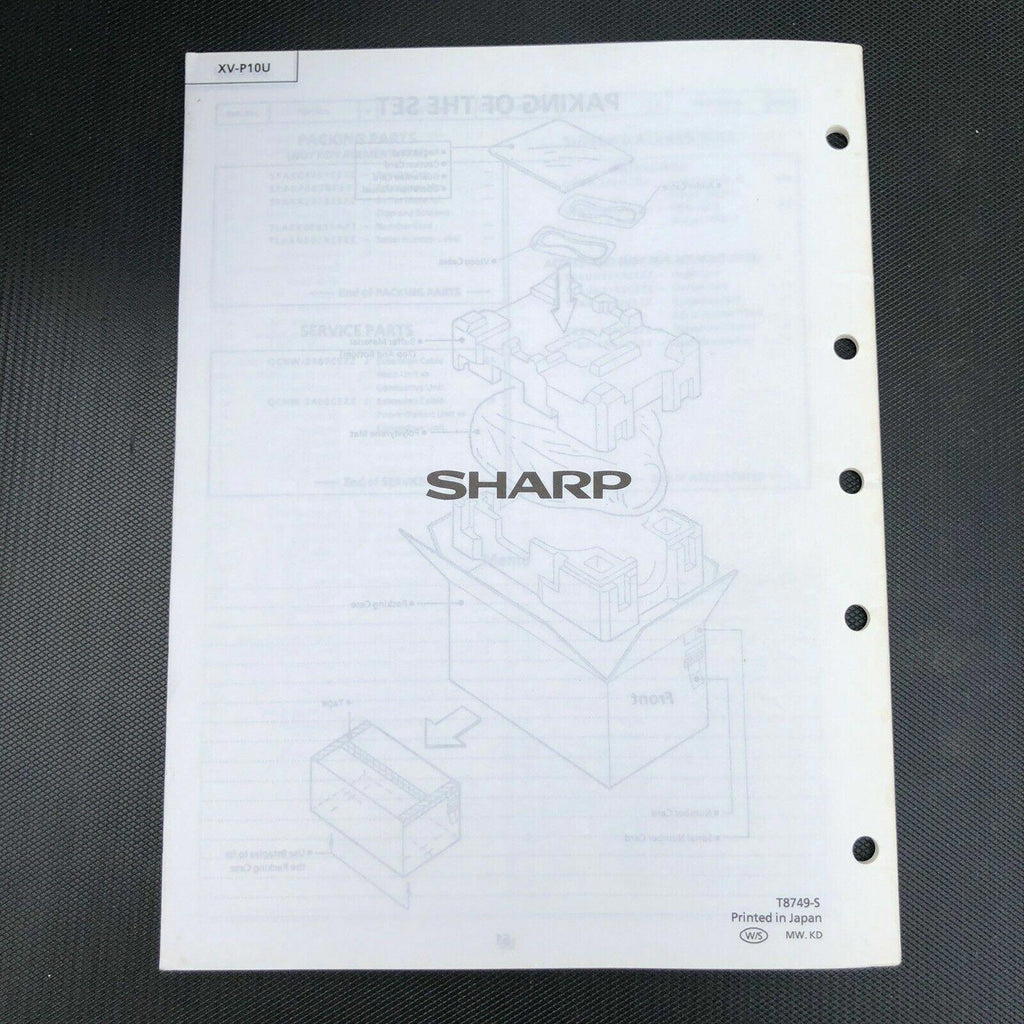 Original Sharp XV - P10U LCD Projector Service Manual