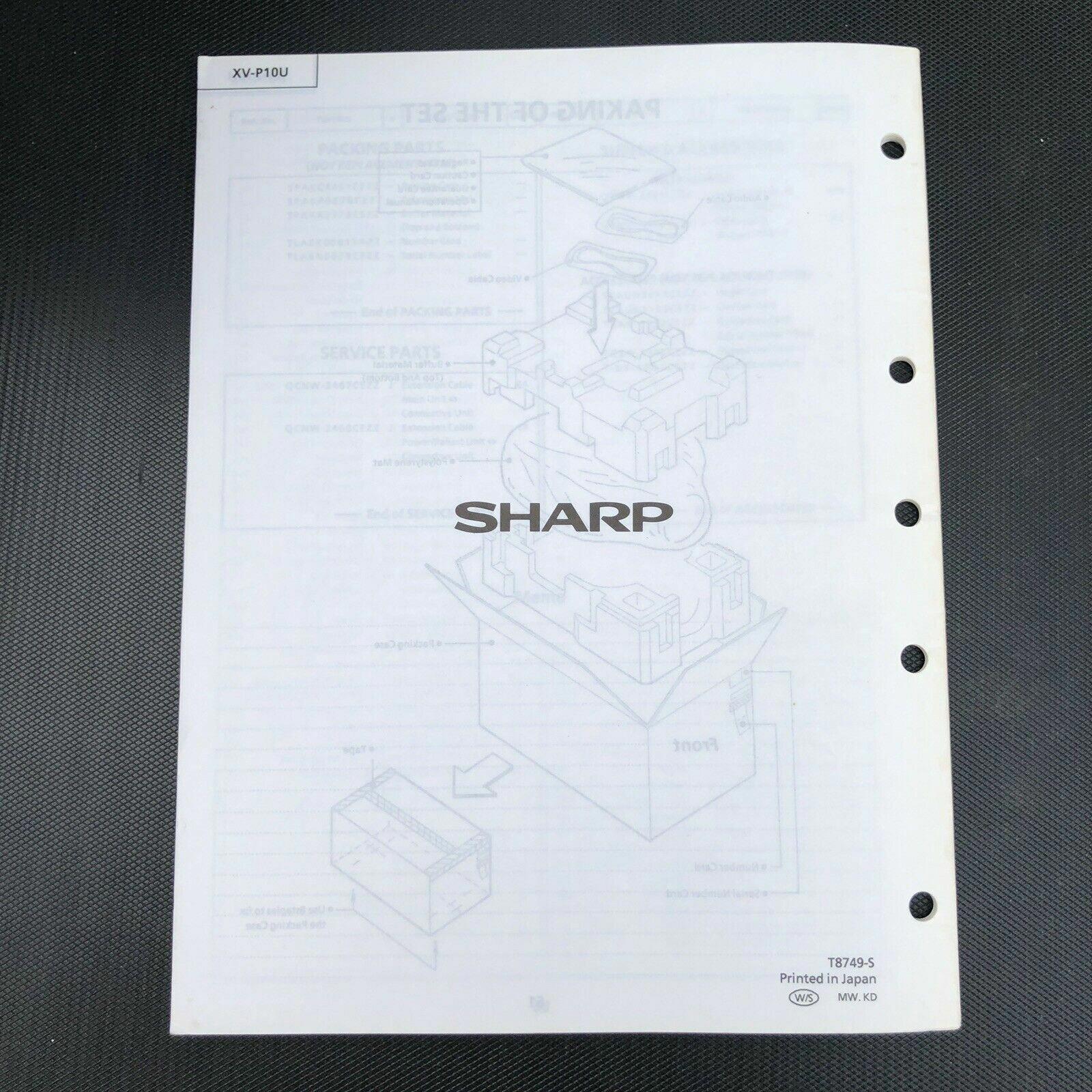 Original Sharp XV - P10U LCD Projector Service Manual