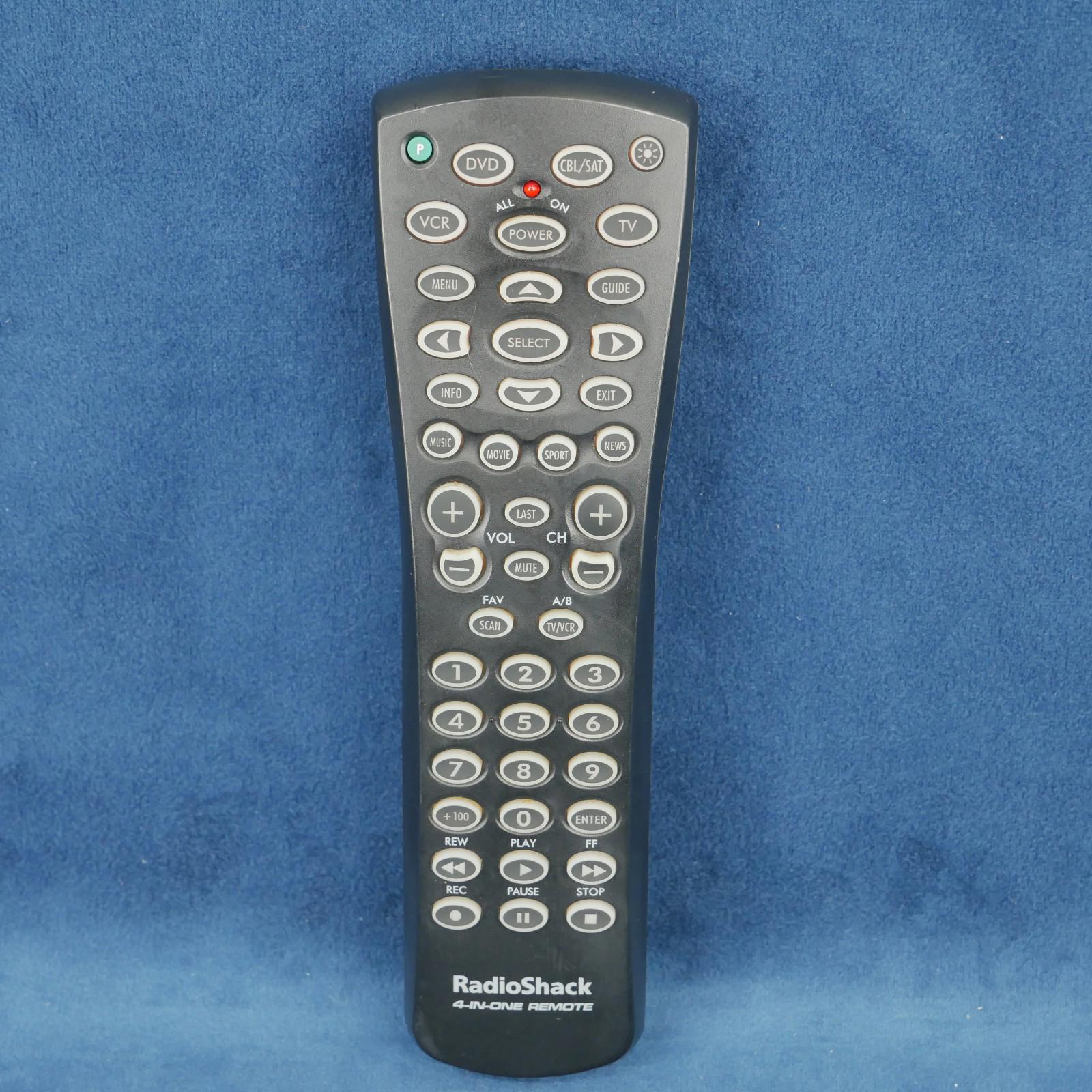 Radioshack 4 - In - One Remote Control Cable Satellite DVD VCR TV Television
