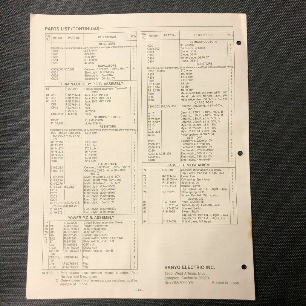 Sanyo C 2 service manual original repair book stereo boombox radio tape player