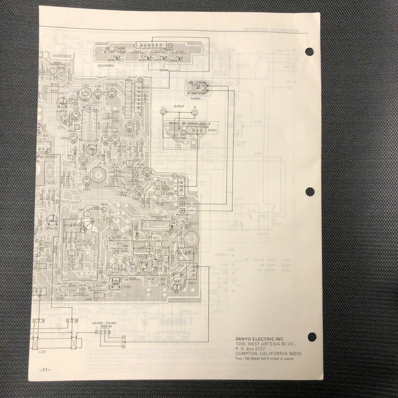 SANYO JT 246 (USA) STEREO TUNER ORIGINAL SERVICE MANUAL SCHEMATIC