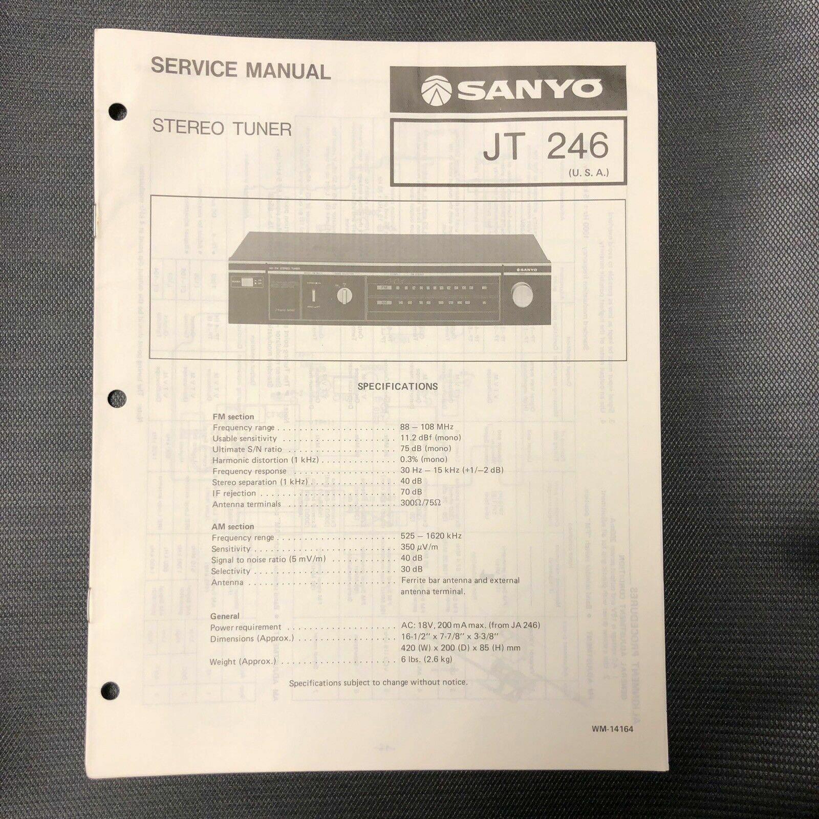 SANYO JT 246 (USA) STEREO TUNER ORIGINAL SERVICE MANUAL SCHEMATIC