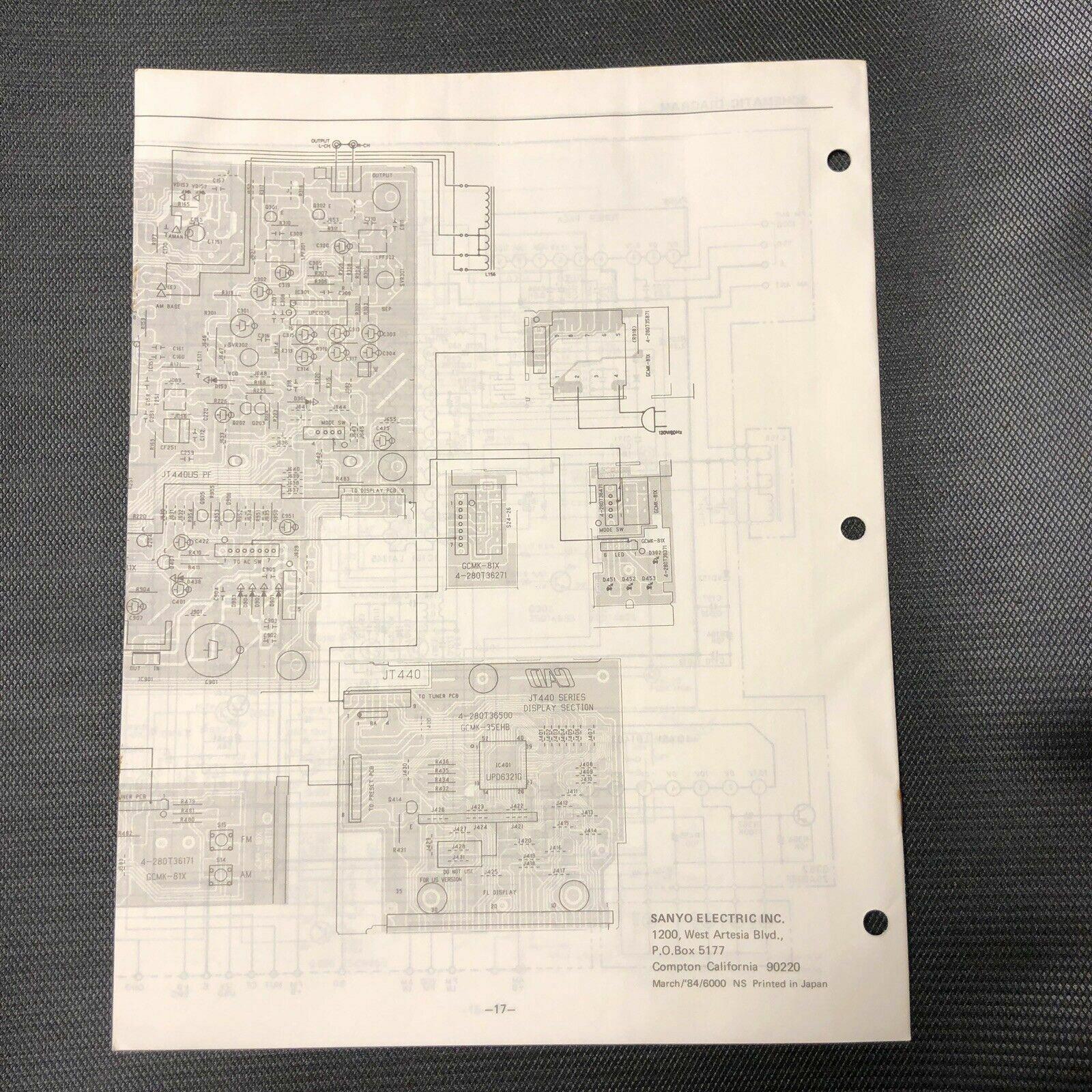 Sanyo JT 440 service manual original repair book stereo am/fm tuner radio
