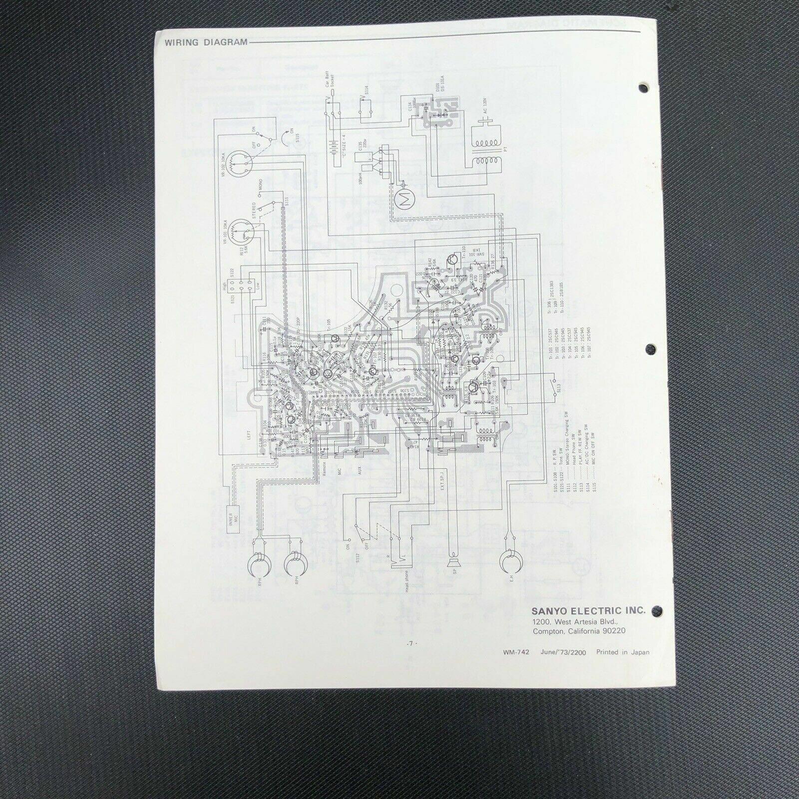 Sanyo M 4200a M - 4200a service manual original repair book cassette tape recorder