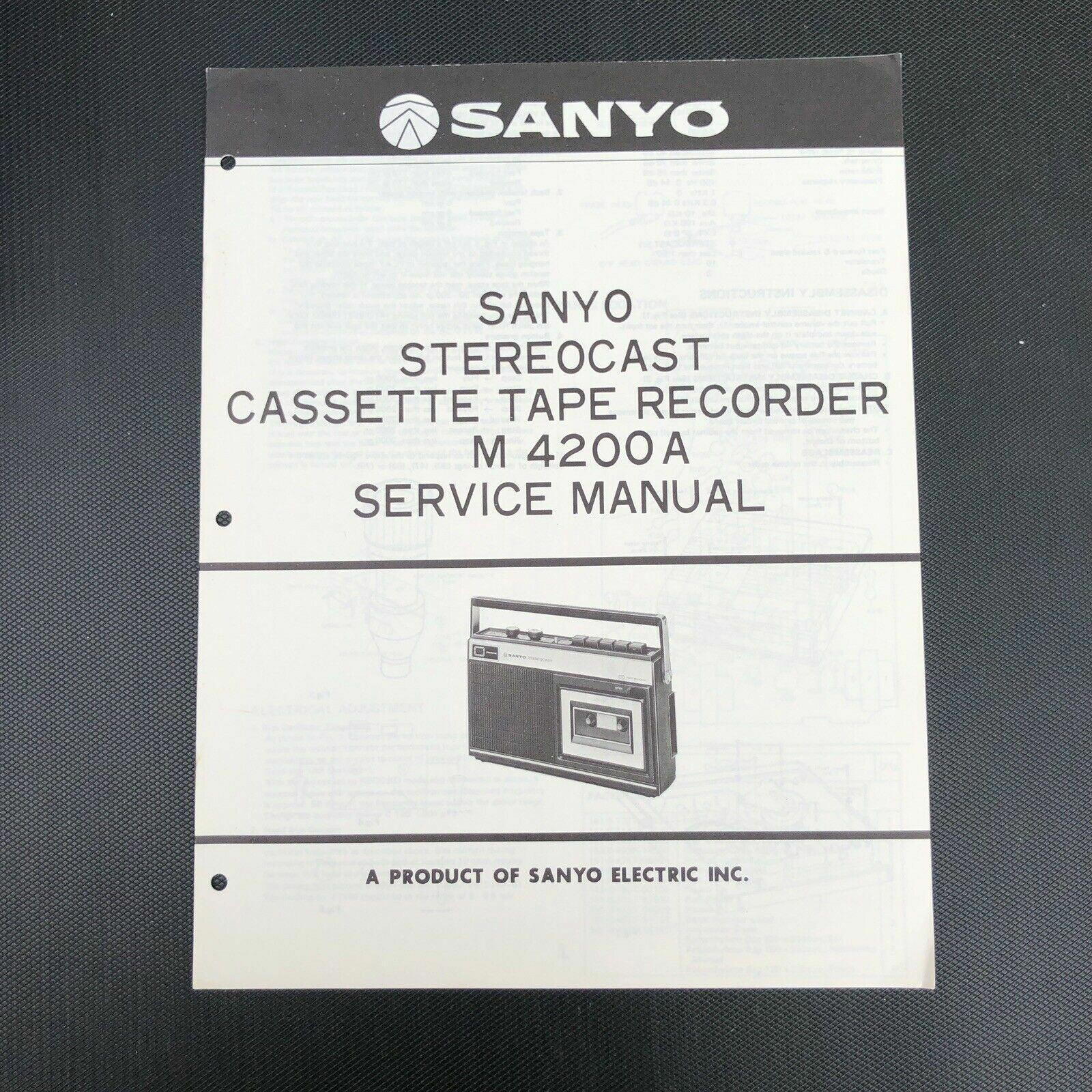 Sanyo M 4200a M - 4200a service manual original repair book cassette tape recorder