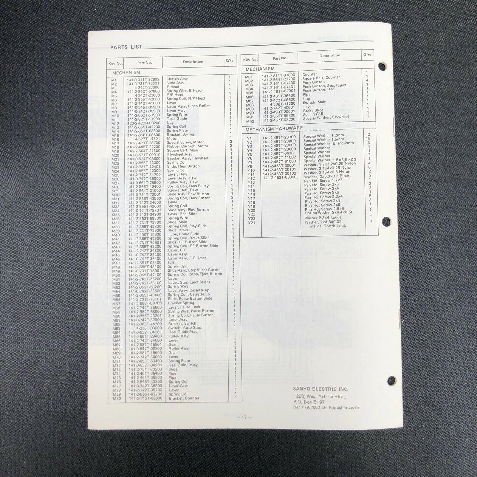 Sanyo M 6464 Cassette Recorder Service Manual
