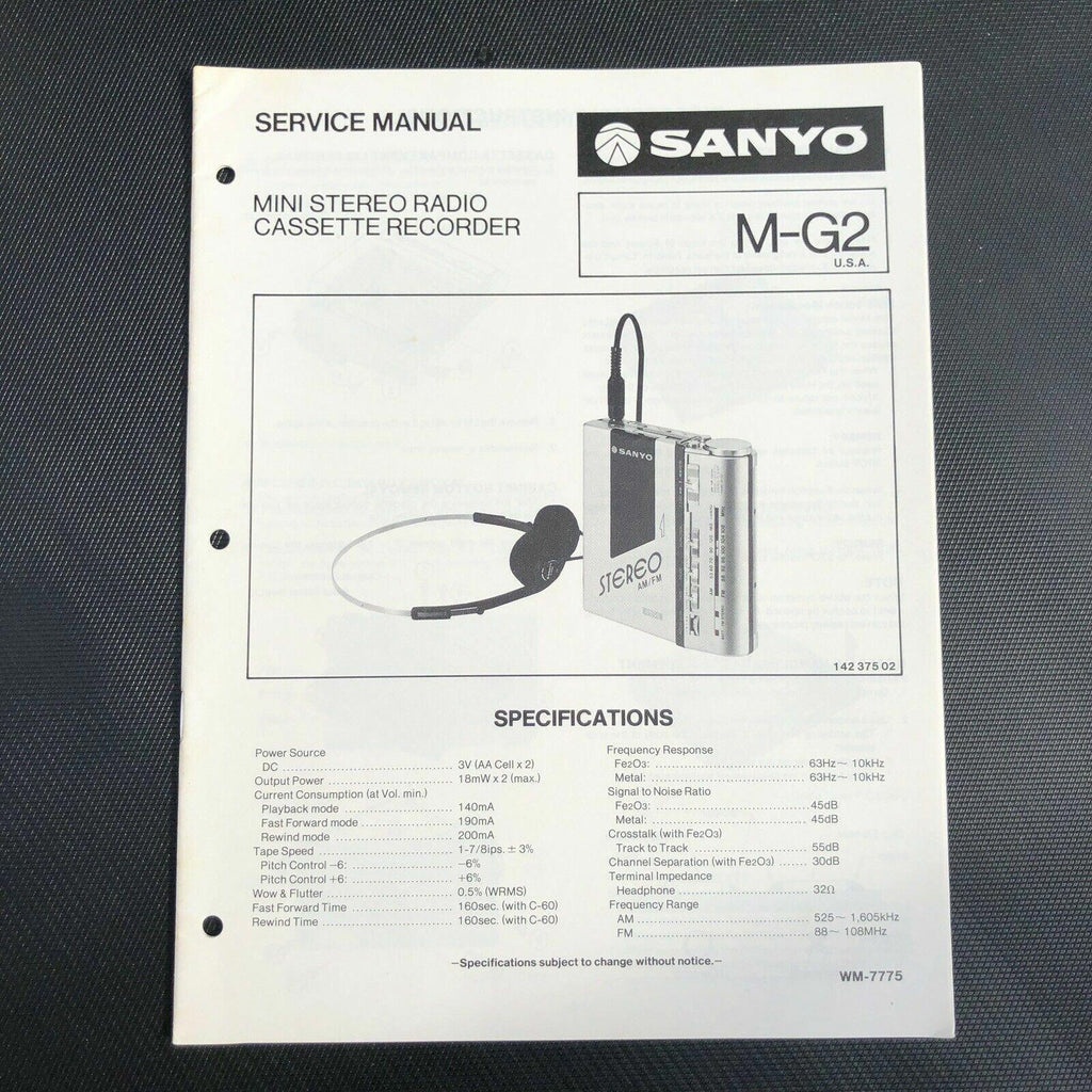 Sanyo M - G2 Mini Stereo Cassette Player Service Manual
