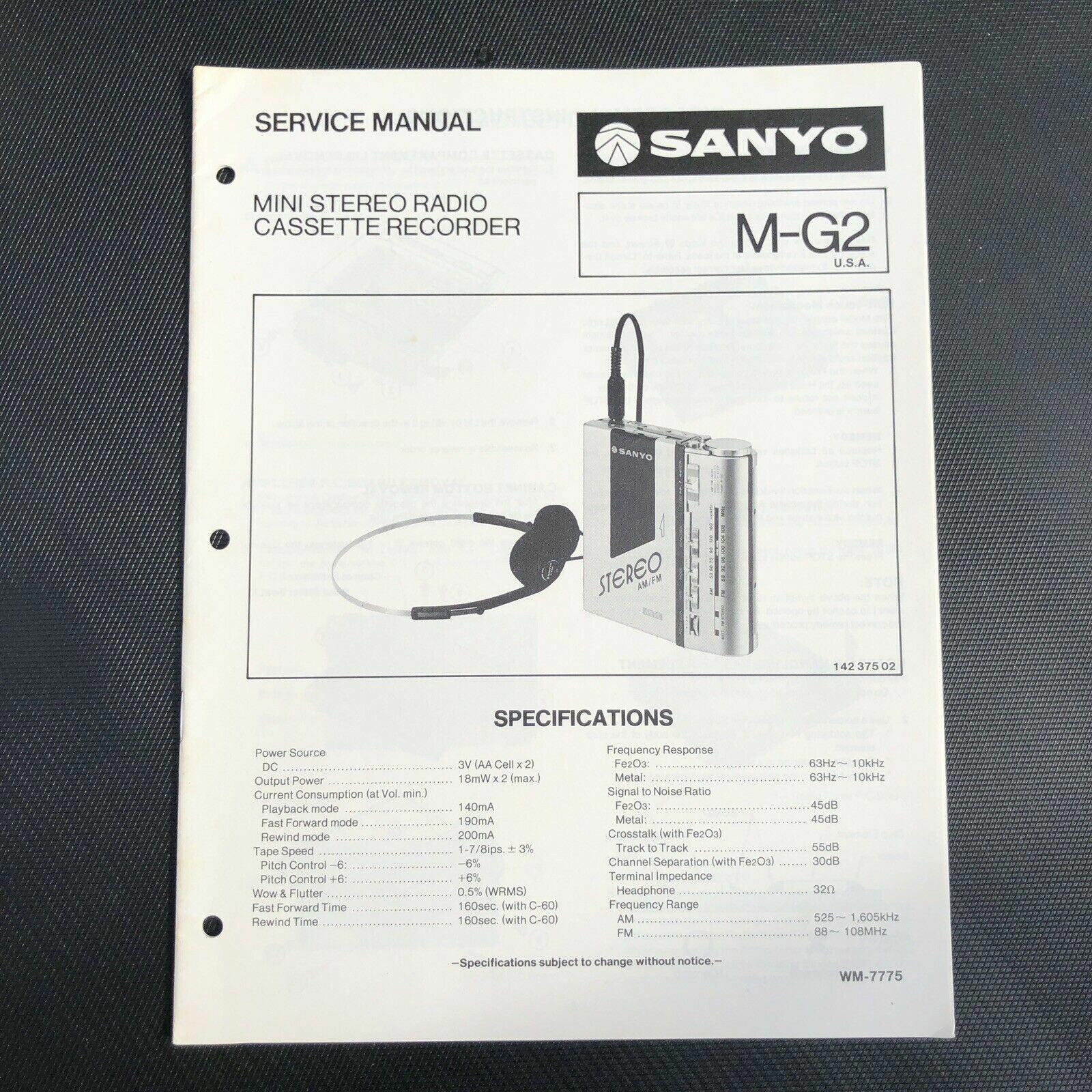 Sanyo M - G2 Mini Stereo Cassette Player Service Manual