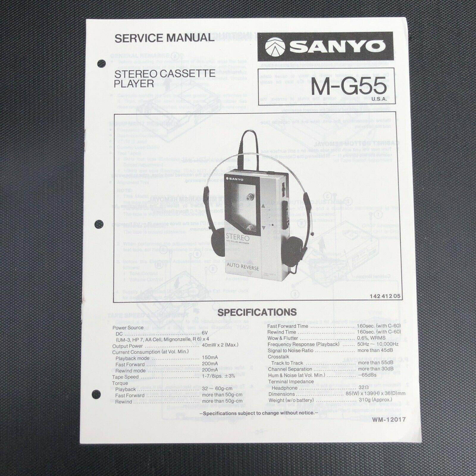Sanyo M - G55 Stereo Cassette Player Service Manual