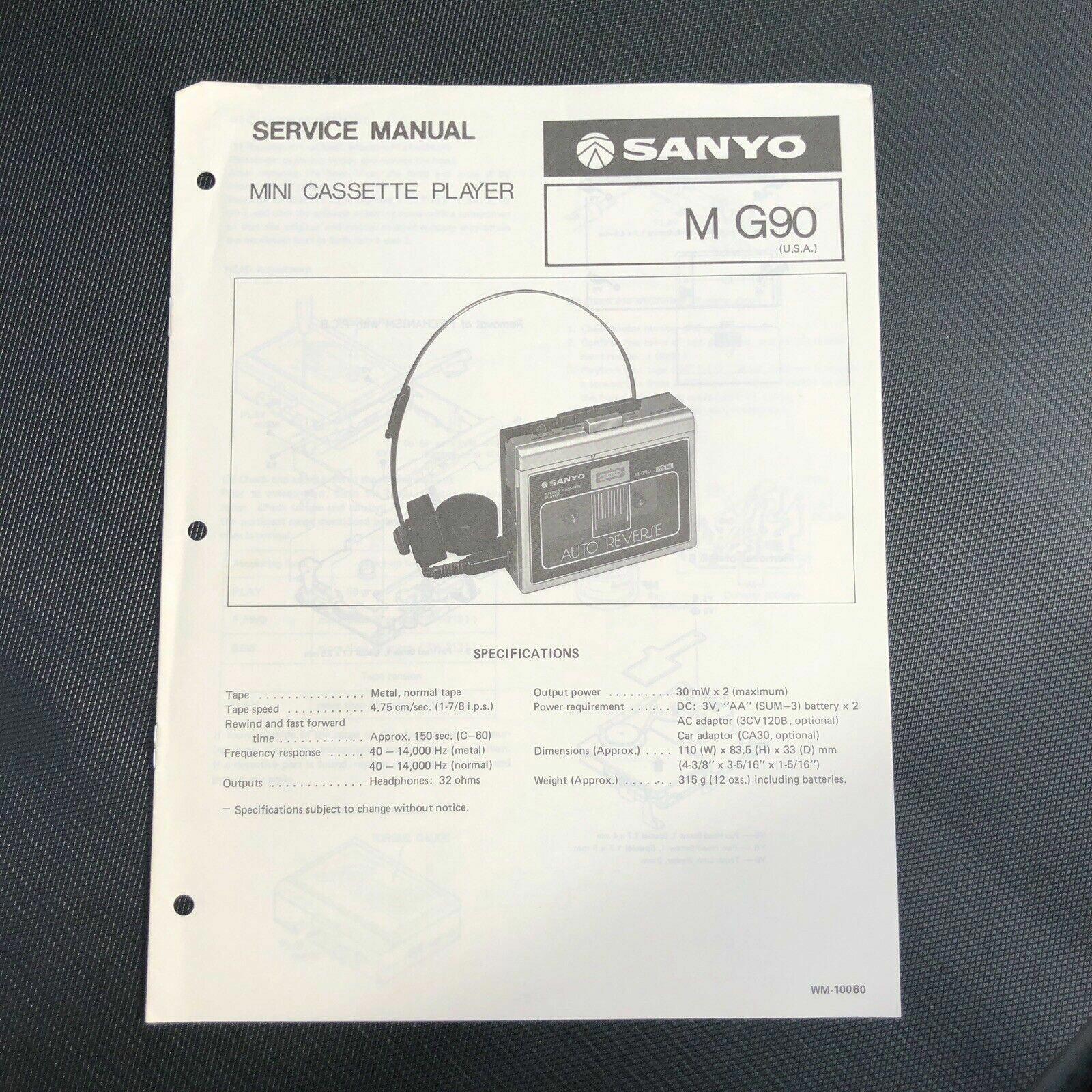 Sanyo M G90 Mini Cassette Player Service Manual