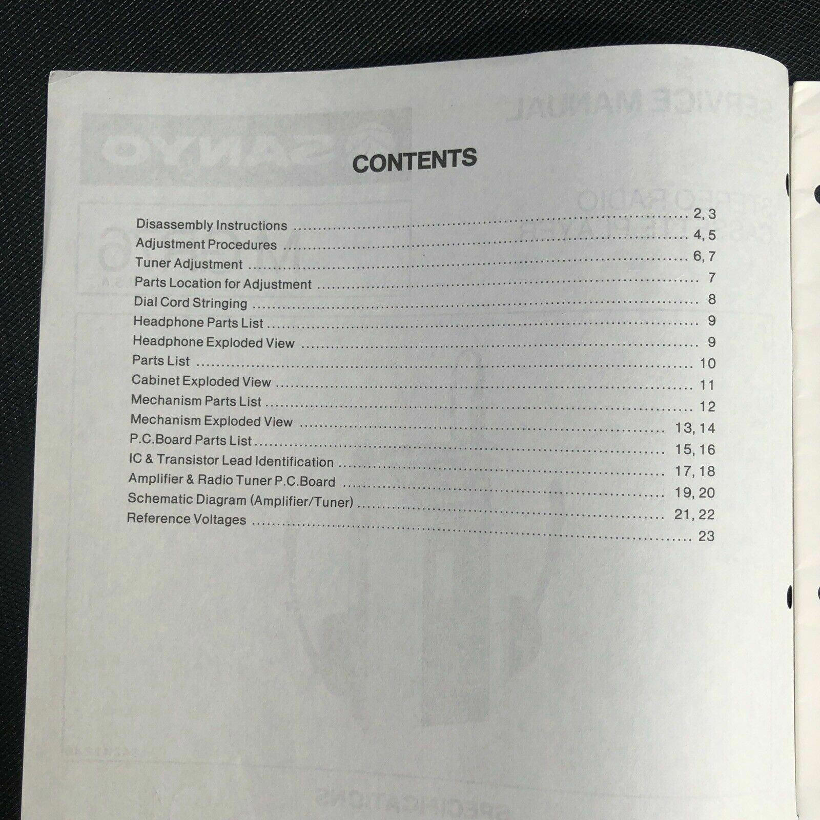 Sanyo M GR76 Stereo Radio Cassette Player Service Manual