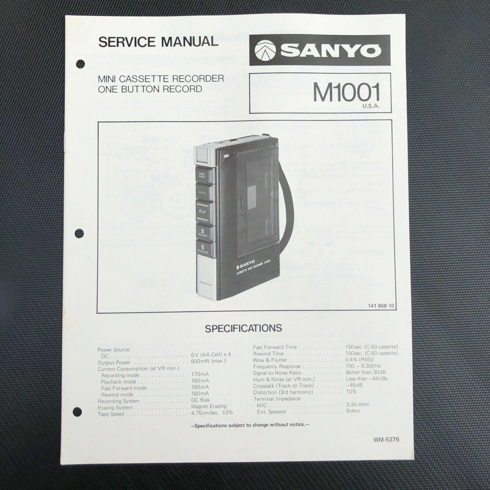 Sanyo M1001 Mini Cassette Recorder Service Manual