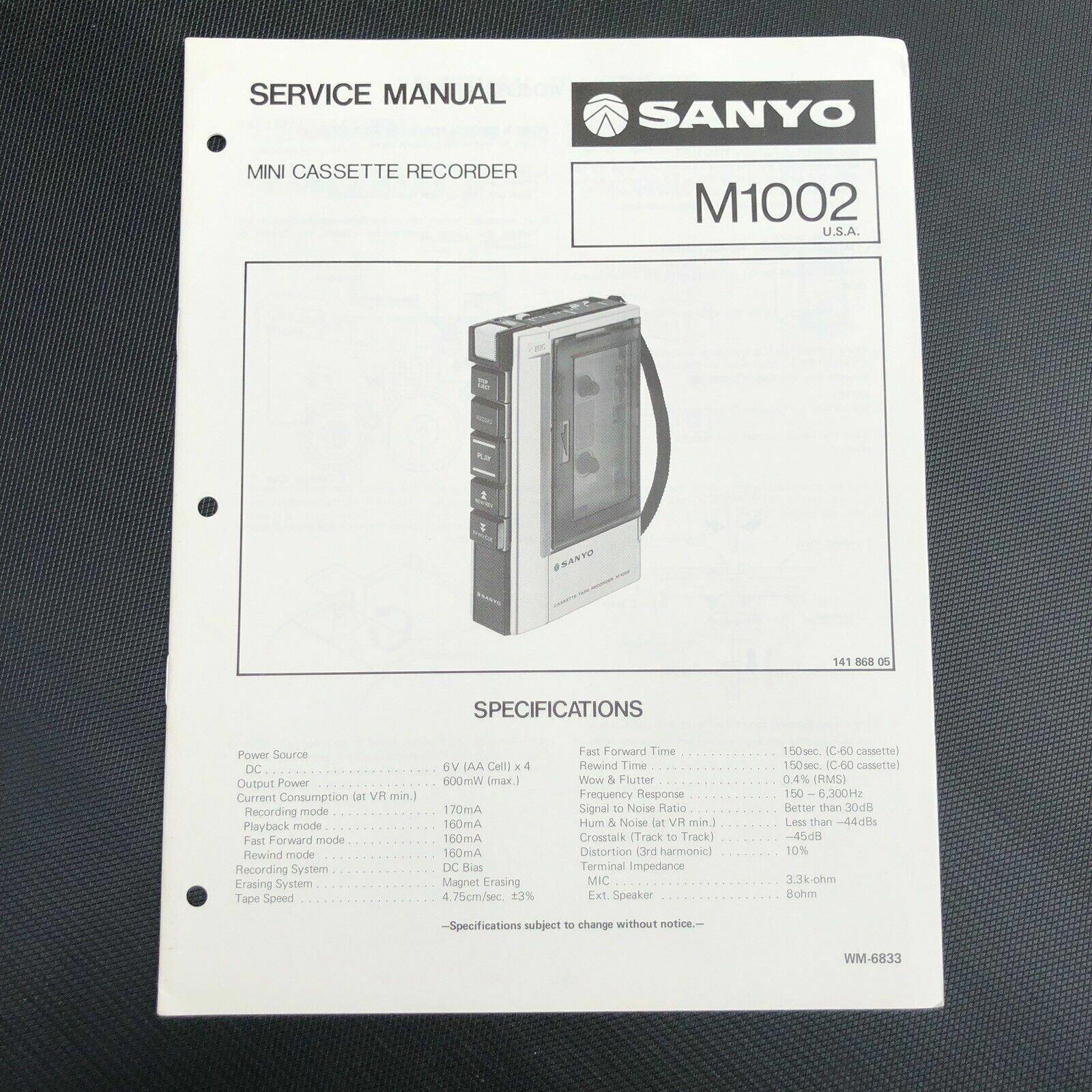Sanyo M1002 Mini Cassette Recorder Service Manual