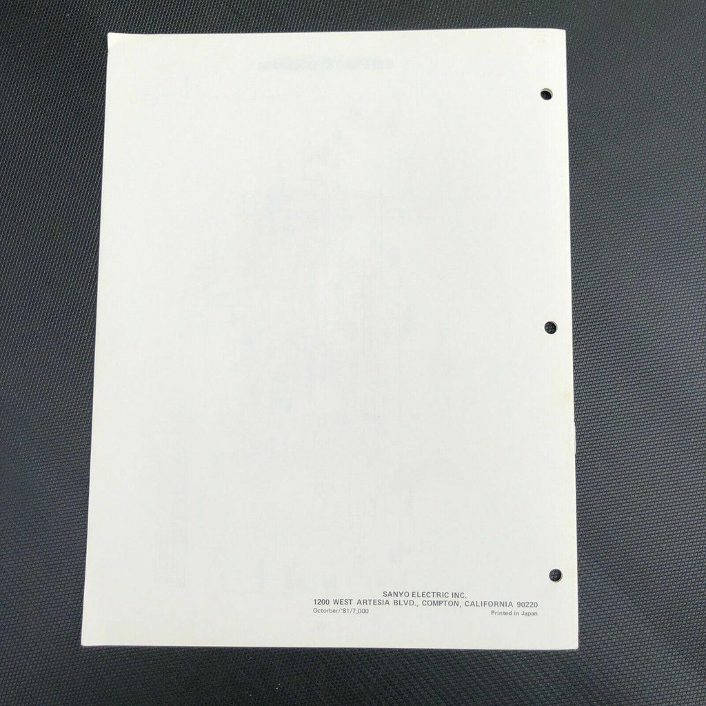 Sanyo M1002 Mini Cassette Recorder Service Manual