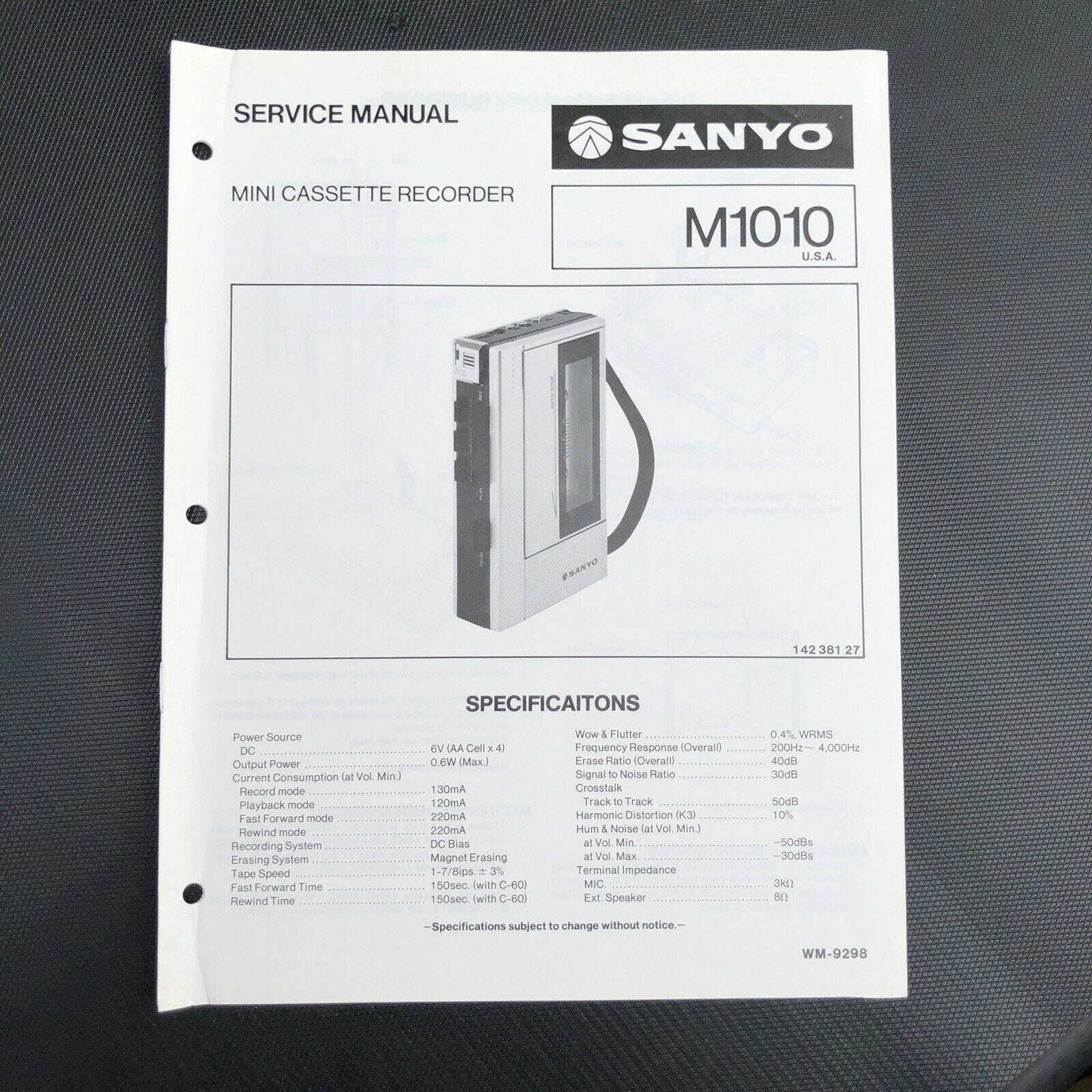 Sanyo M1010 Mini Cassette Recorder Service Manual
