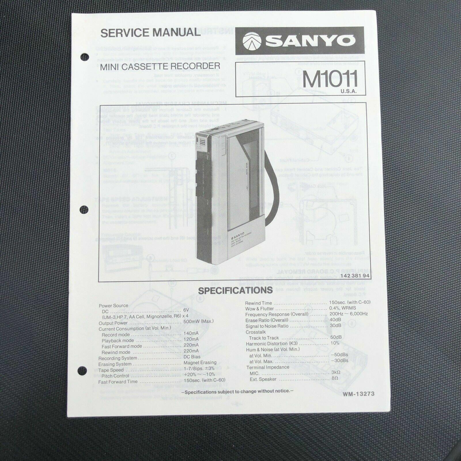 Sanyo M1011 Mini Cassette Recorder Service Manual