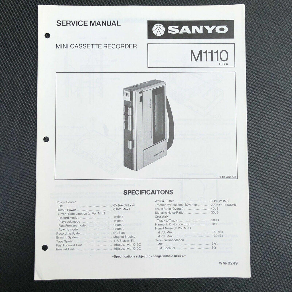 Sanyo M1110 Mini Cassette Recorder Service Manual